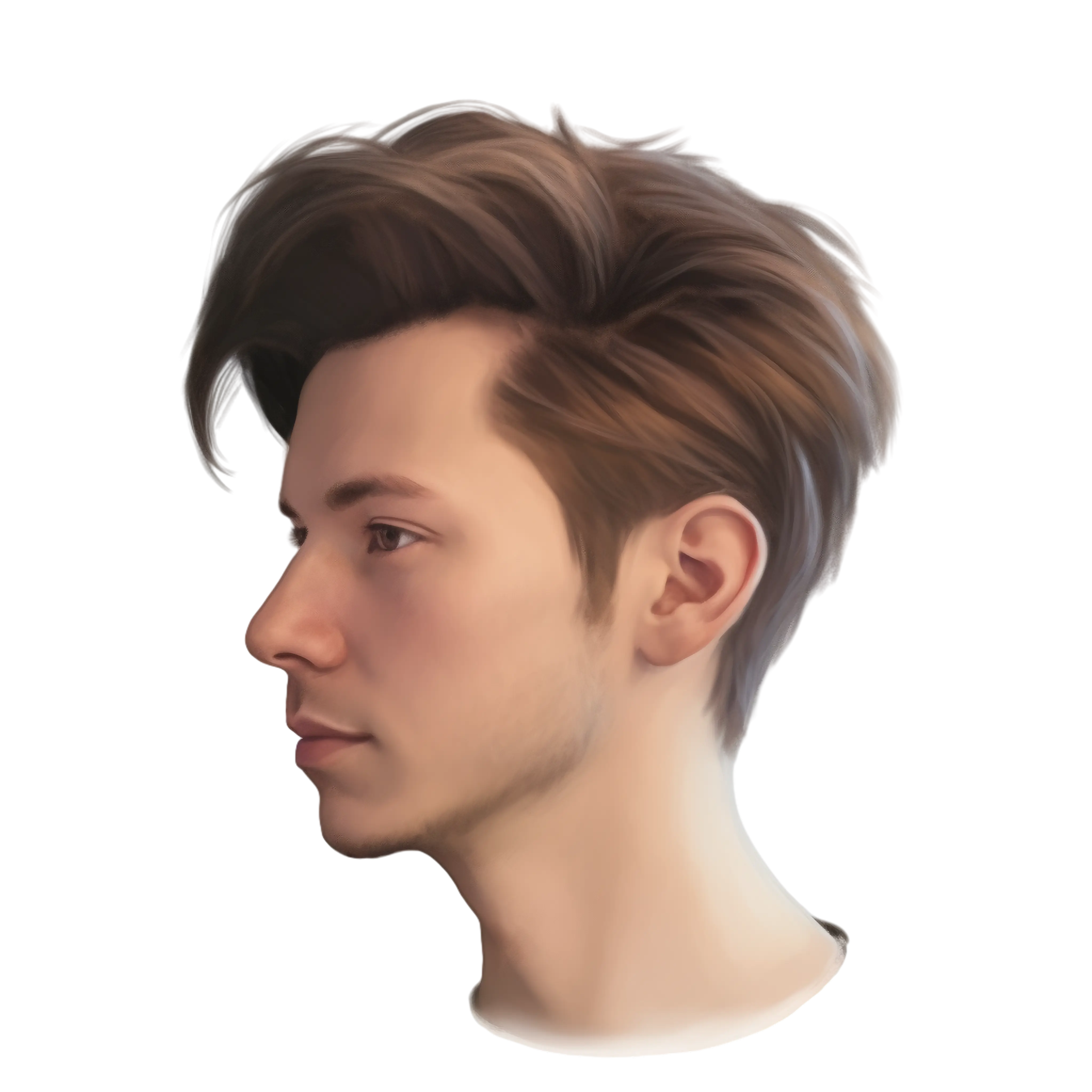 Young Man with Brown Hair in Profile