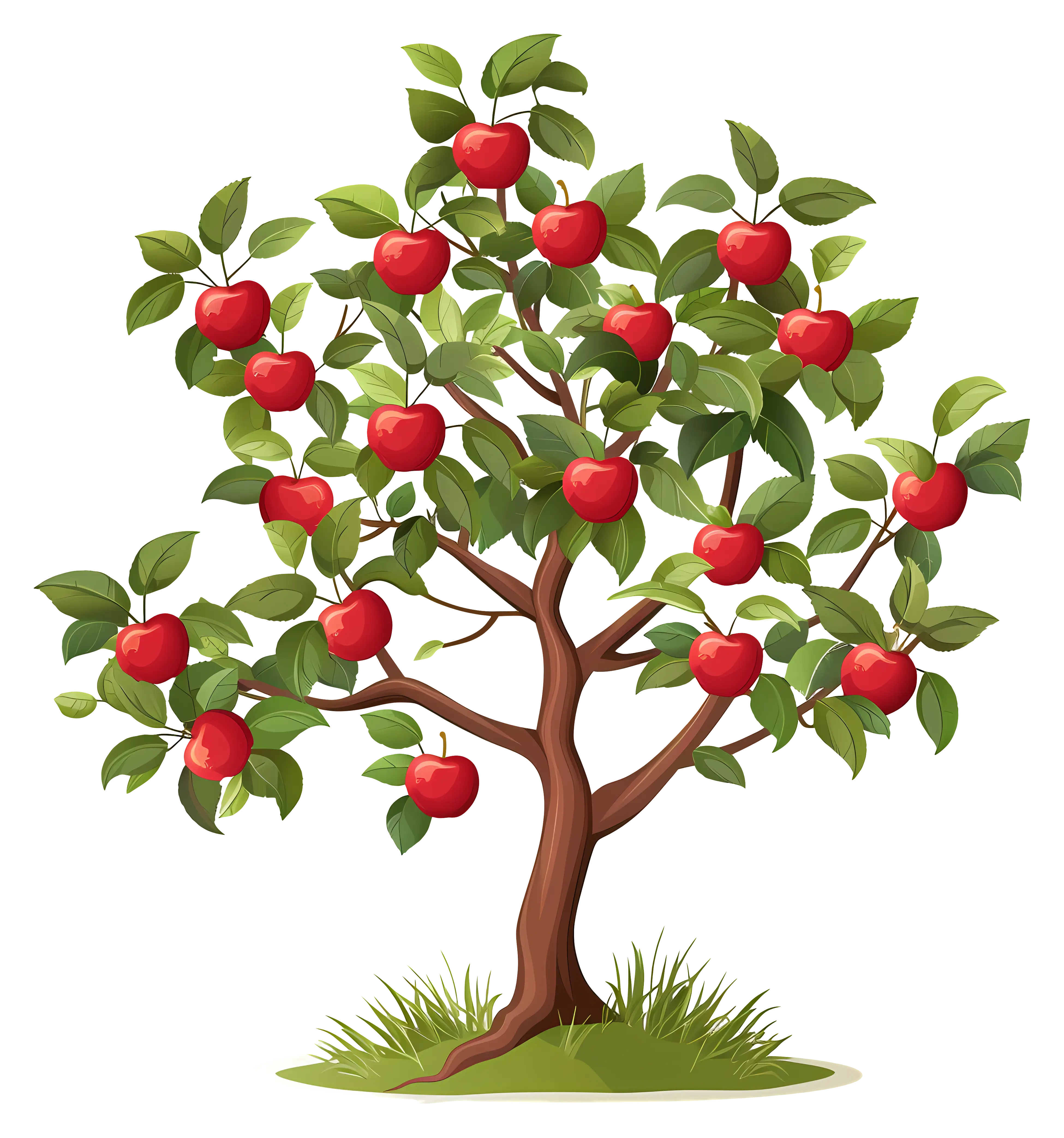 Fruitful Apple Tree Laden with Red Apples