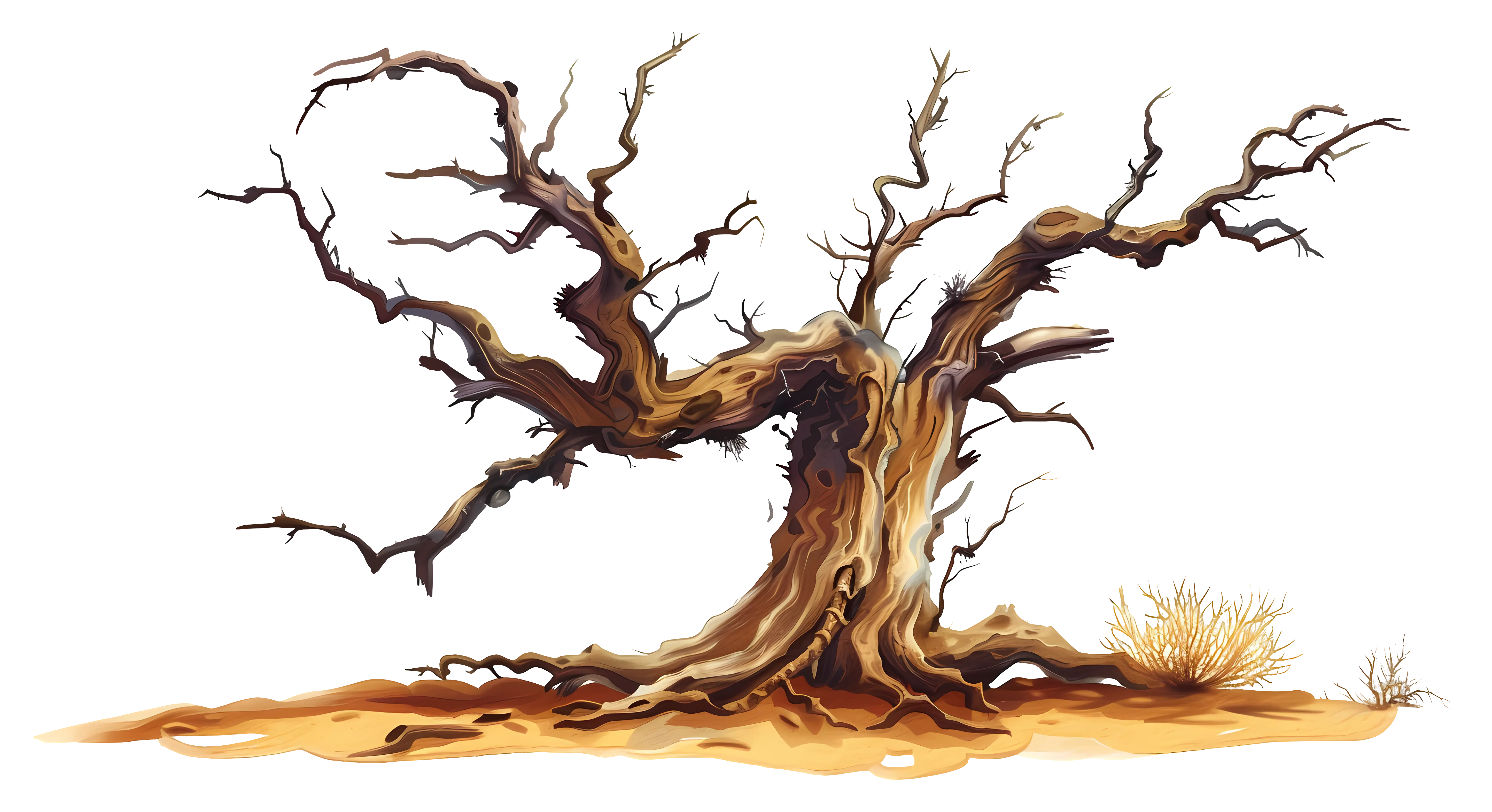 Dry Tree with Artistic Twisted Branches