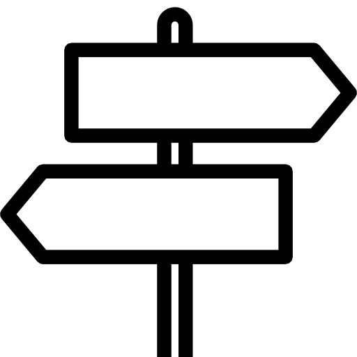 Black and White Road Direction Sign