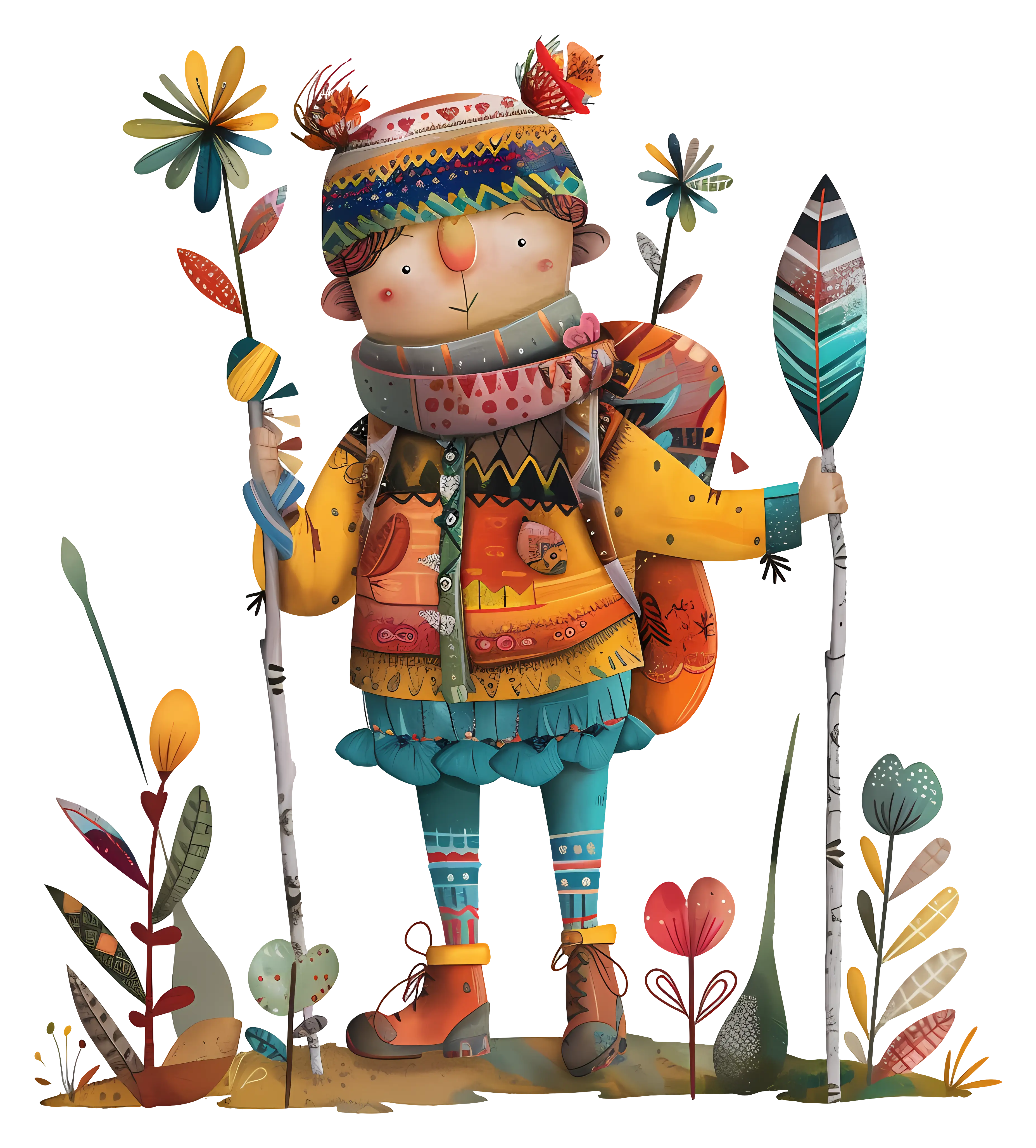 Colorful Child with Flowers