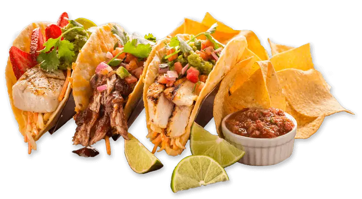Delicious Mexican Tacos with Salsa and Chips