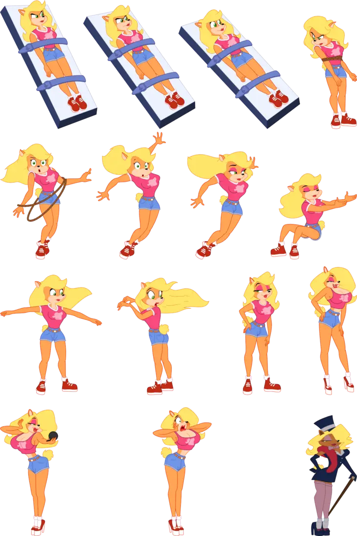 Blonde Cartoon Girl in Various Poses