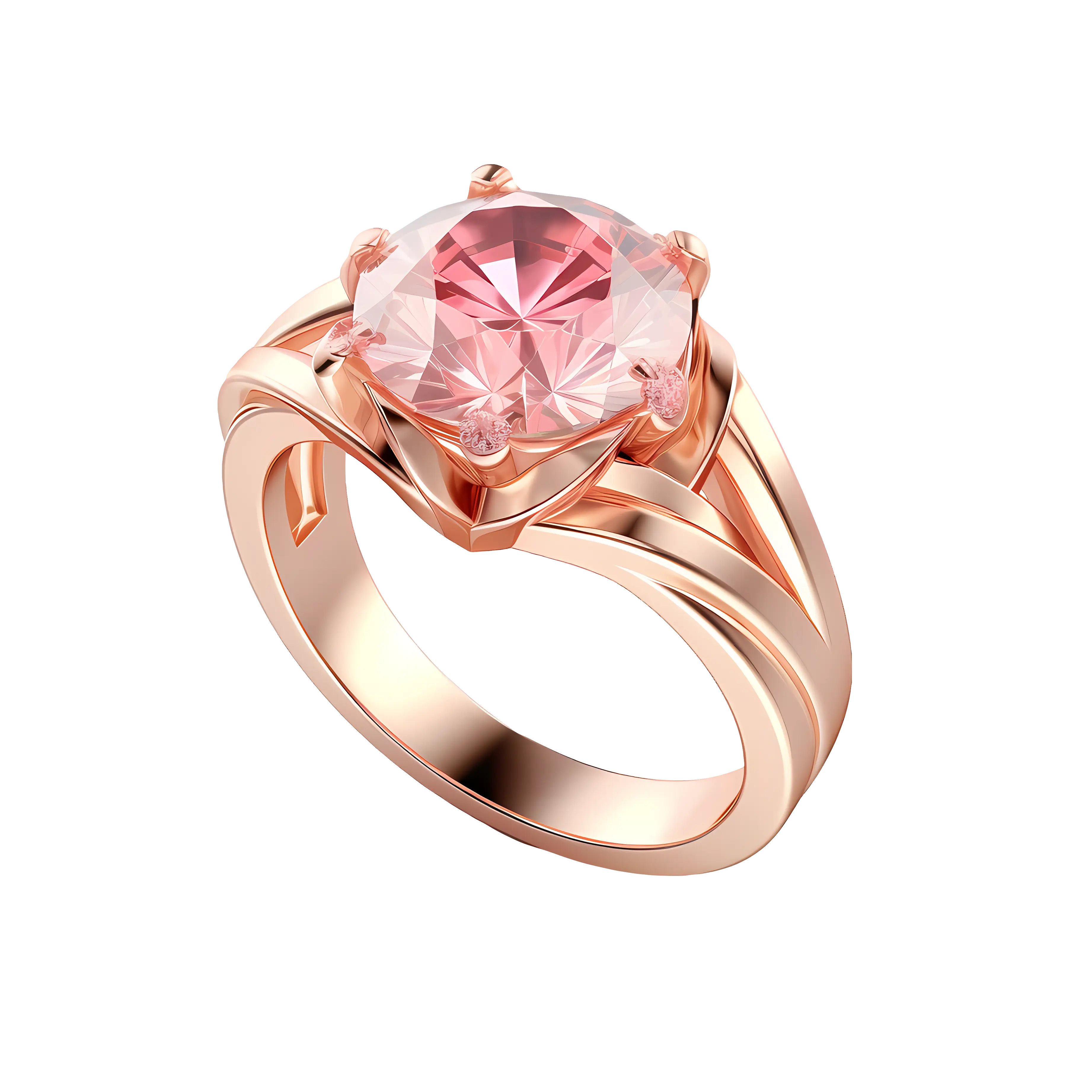 Elegant Ring with Pink Gemstone in Luxurious Style
