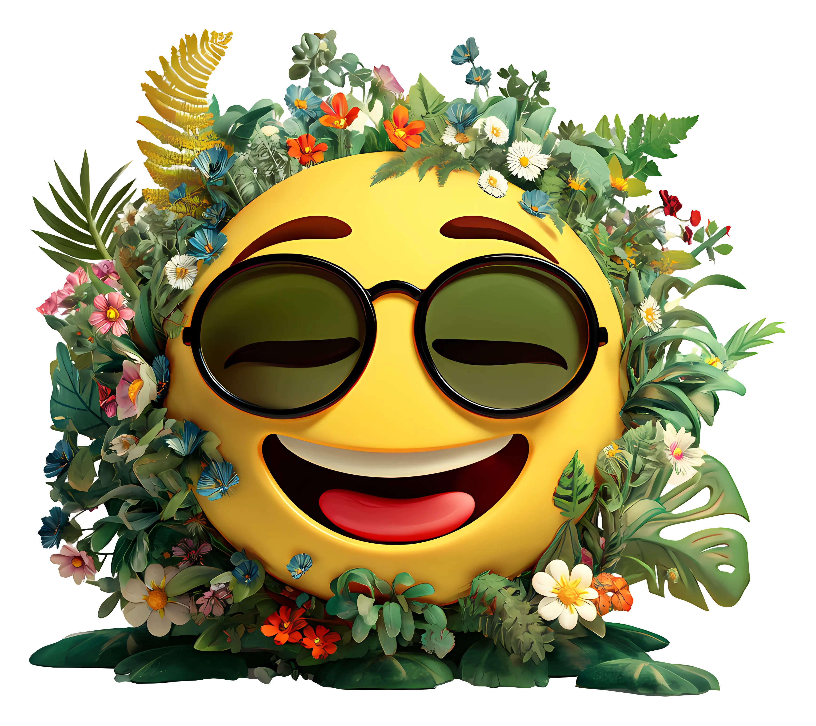 Sunglasses Emoji with Flowers