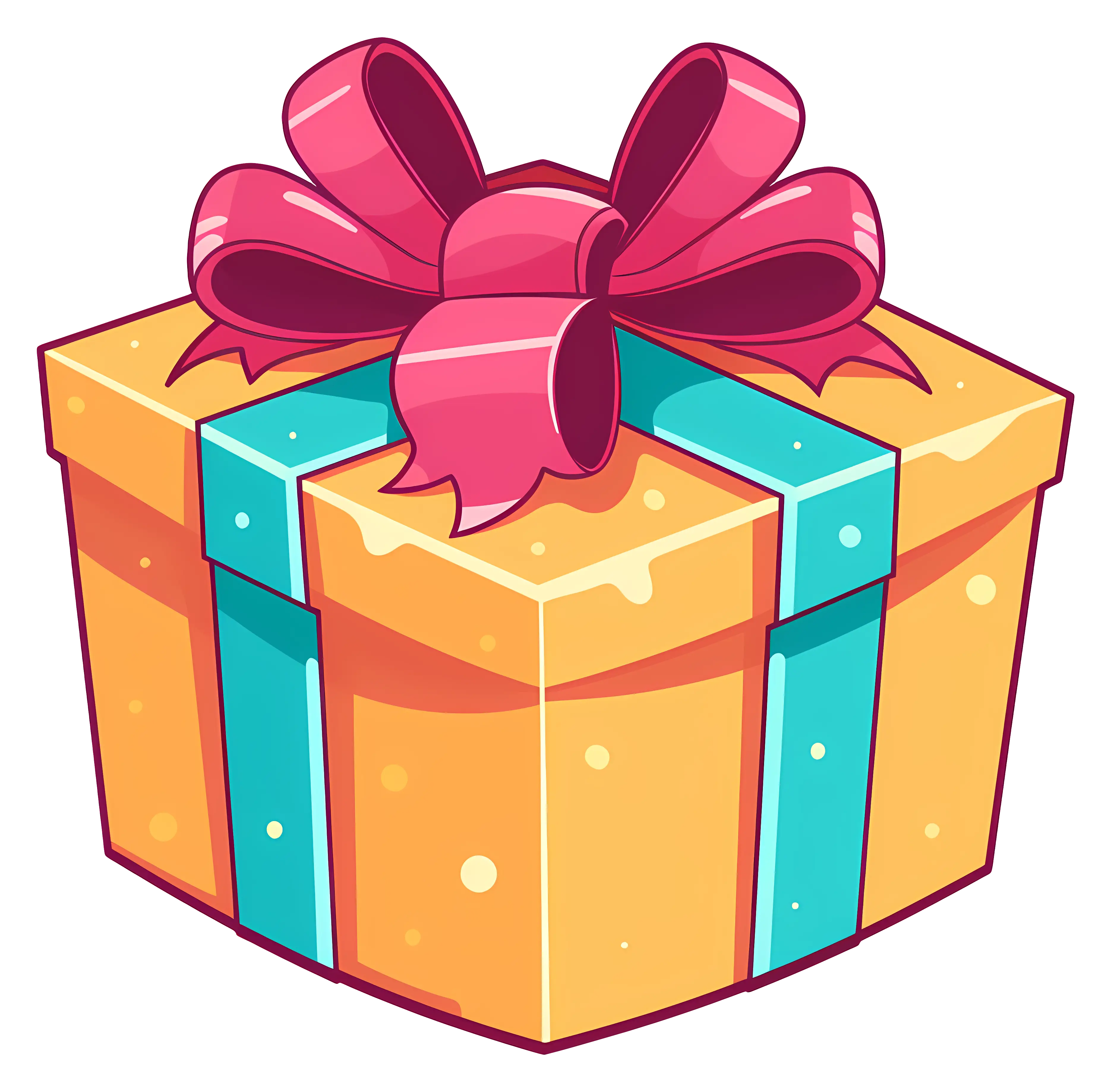 Yellow Gift Box with Red Bow Illustration