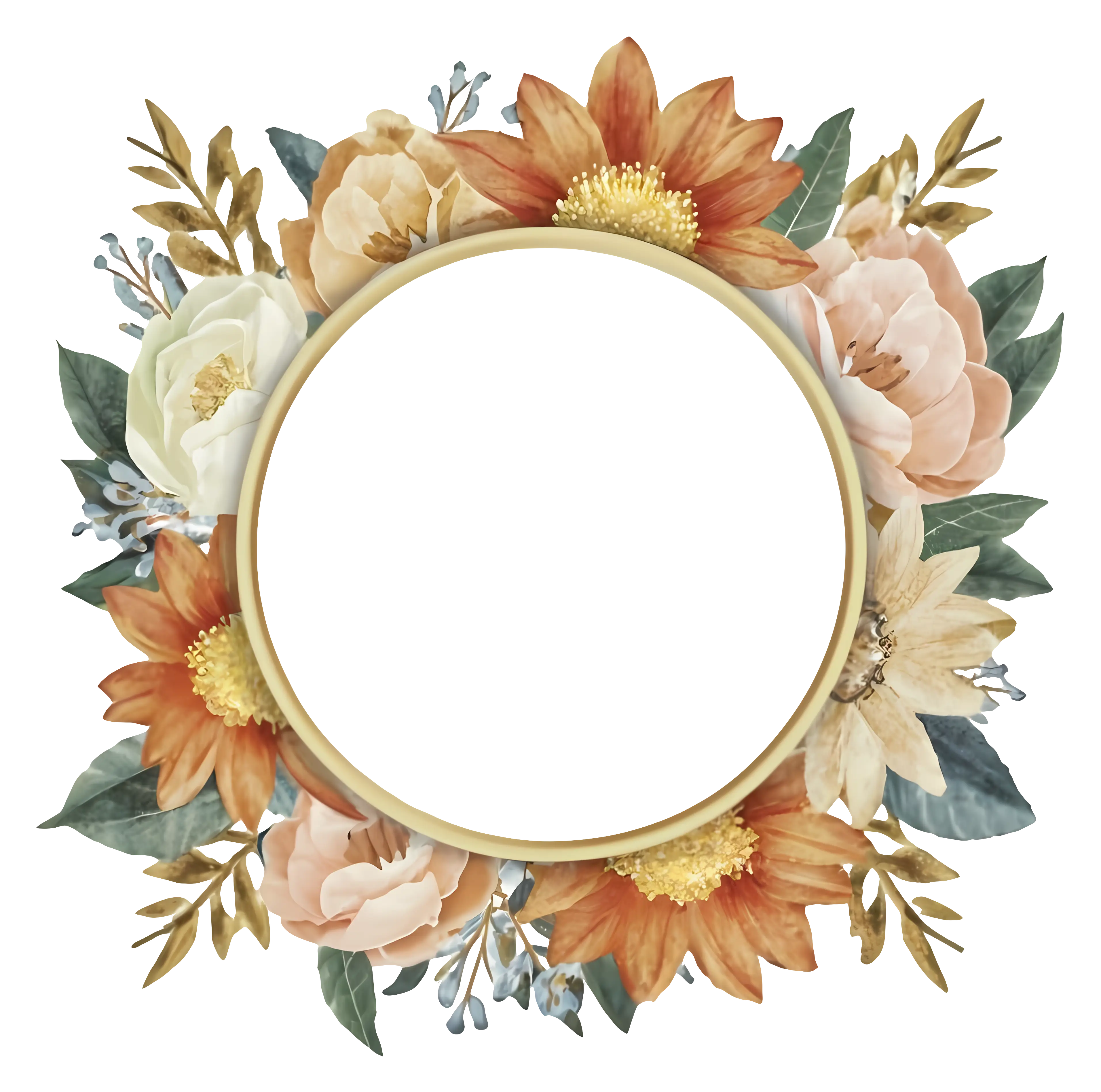 Floral Wreath with Empty Center for Decoration