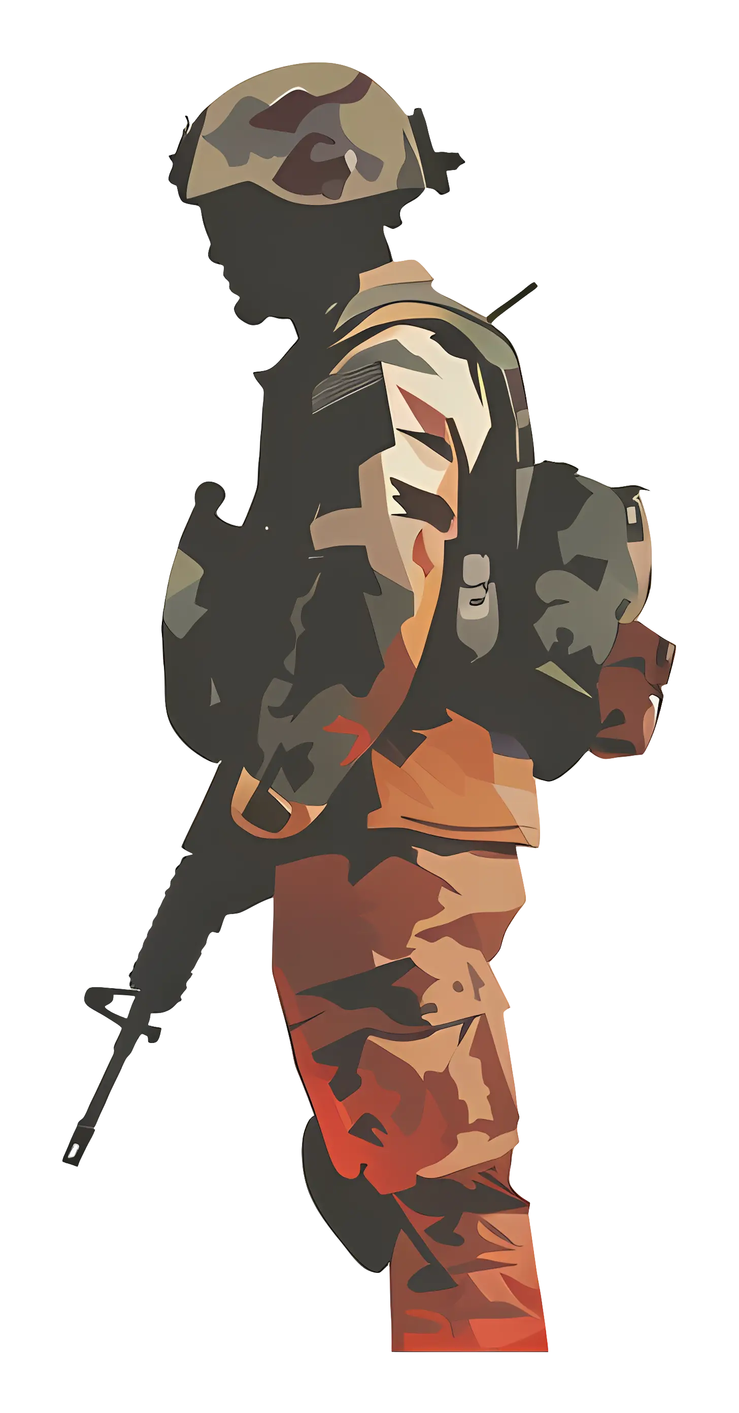 Silhouette of a Soldier in Camouflage Gear