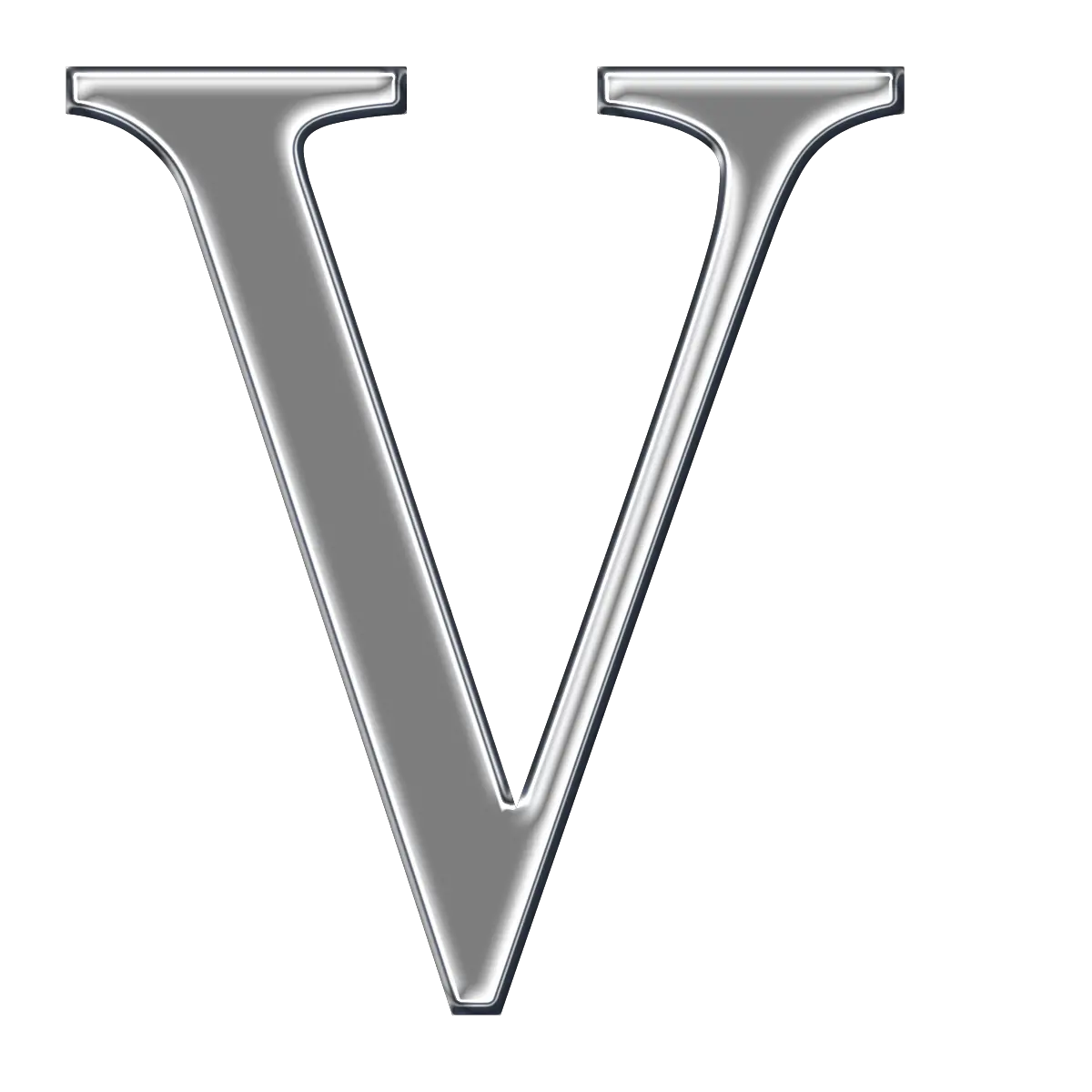 Metallic Silver Letter V