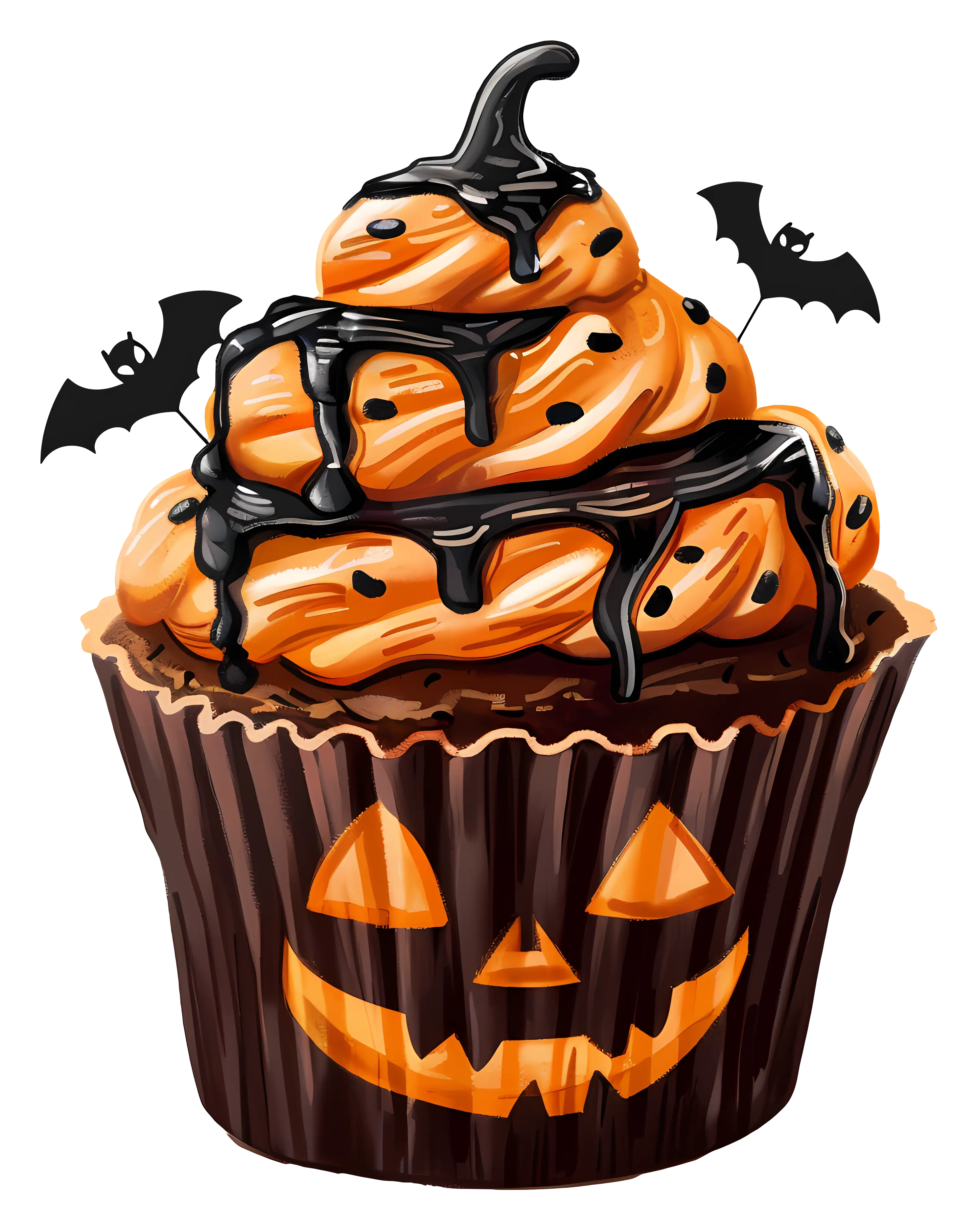 Halloween Cupcake with Jack-o-Lantern Design