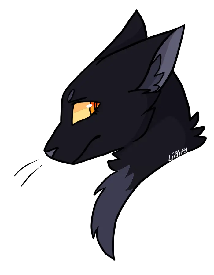Cartoon Black Cat with Yellow Eyes