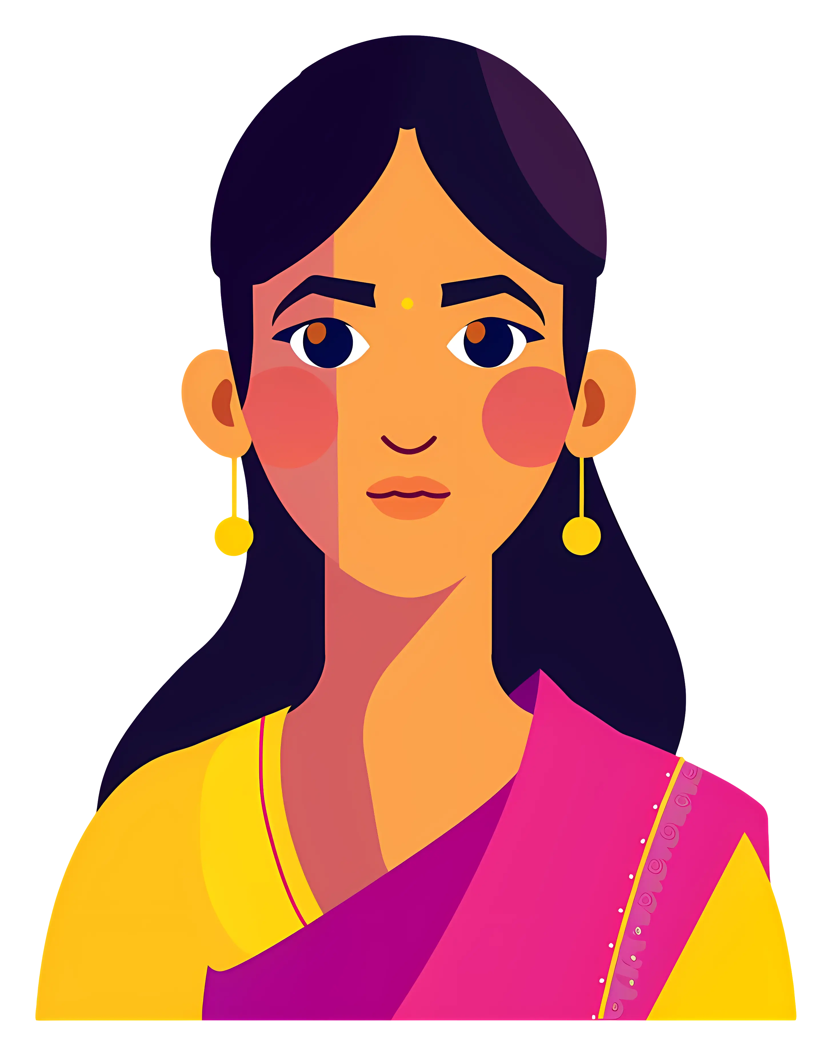 Woman in Vibrant Traditional Sari and Jewelry