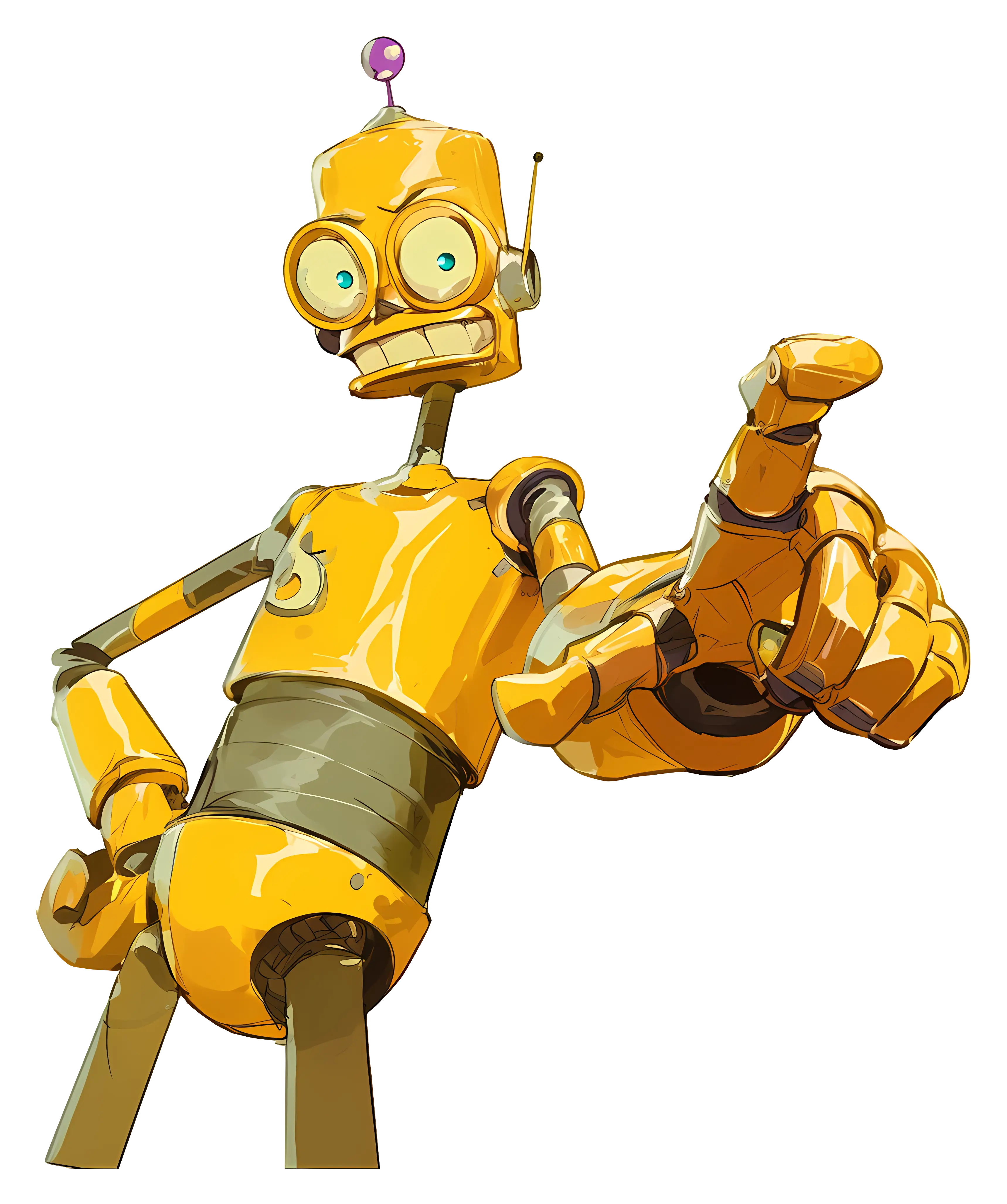 Cartoon Yellow Robot Pointing