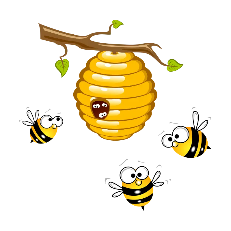 Cute Beehive with Bees