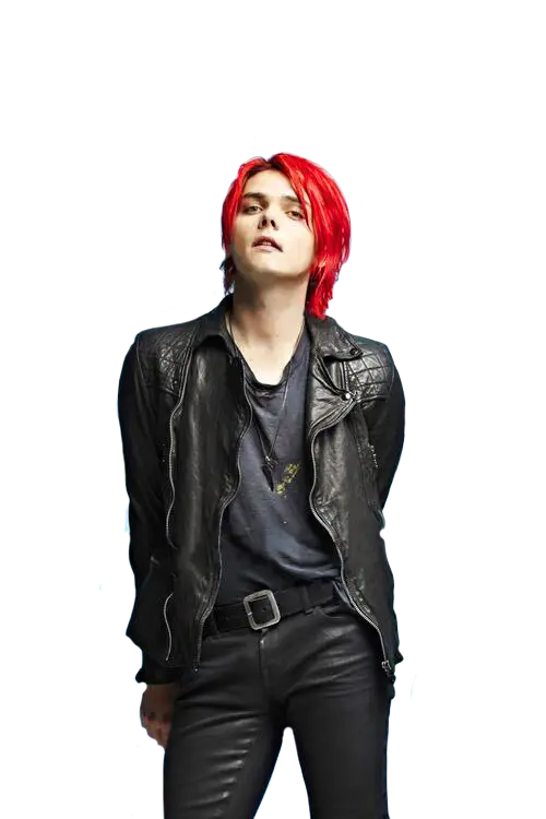 Person with Red Hair in Leather Jacket