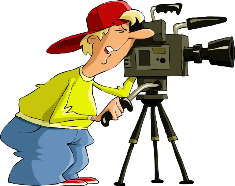 Cartoon Filmmaker Operating Camera Illustration