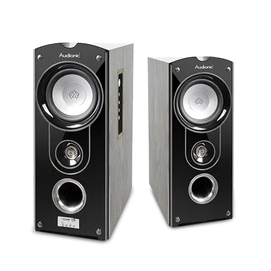Stylish Black Speakers for Audio Setup