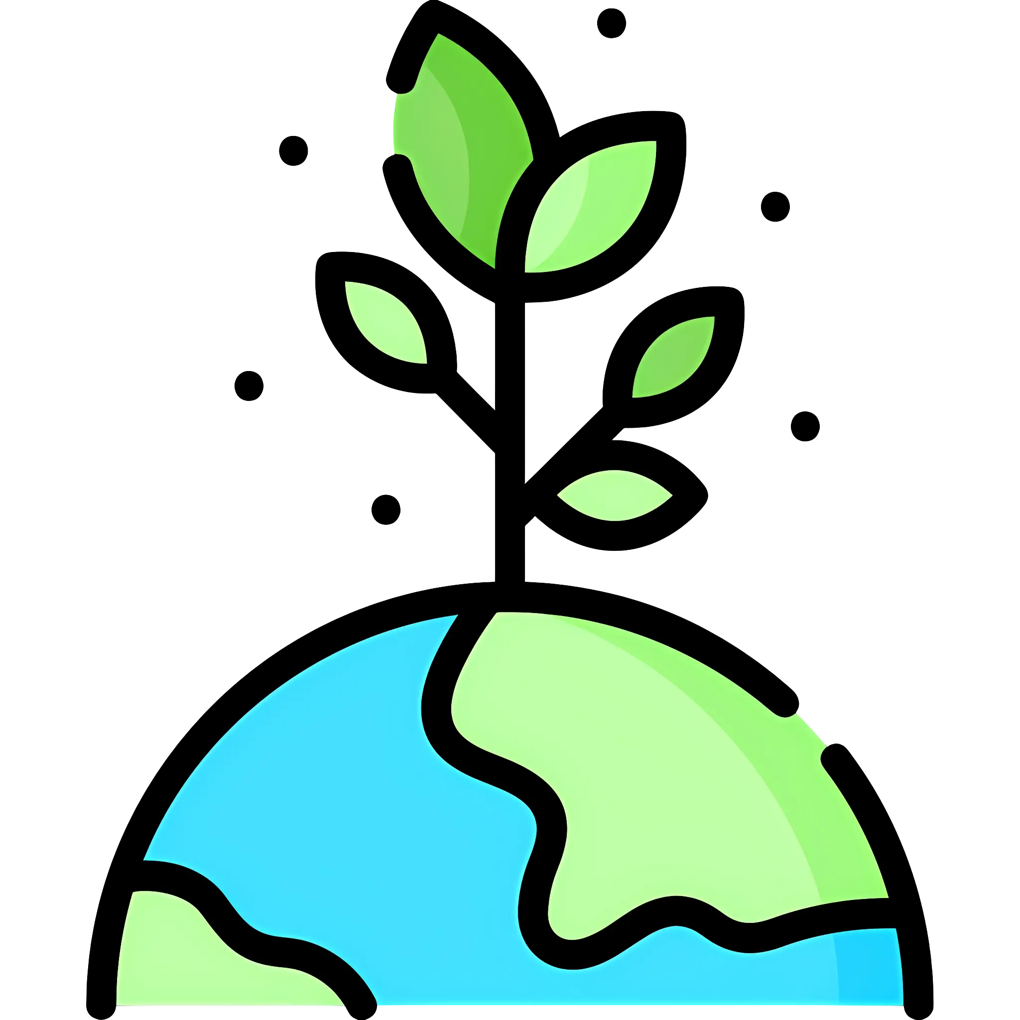 Earth with Plant Icon for Environmental Growth
