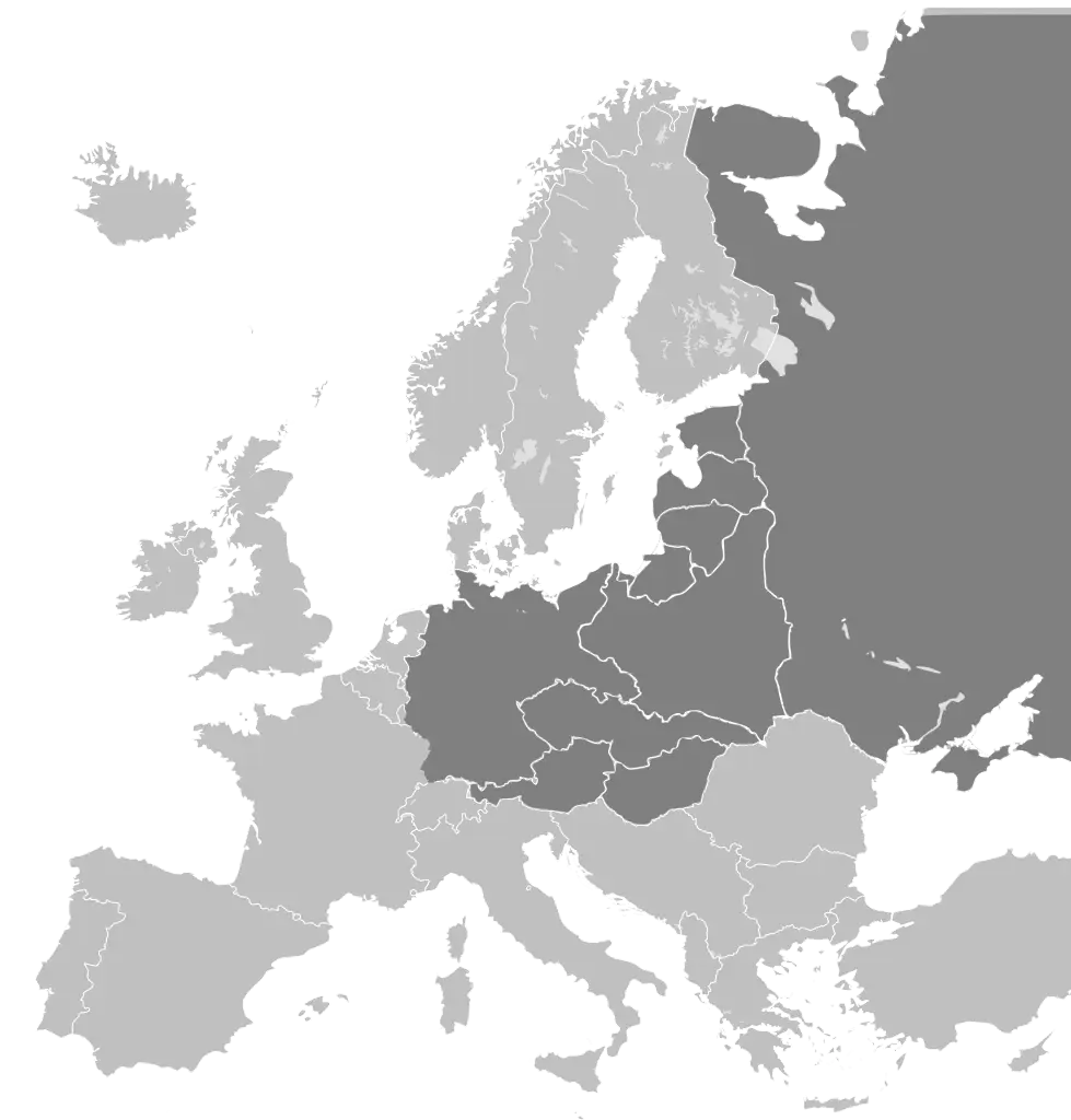 Grey Political Map of Europe
