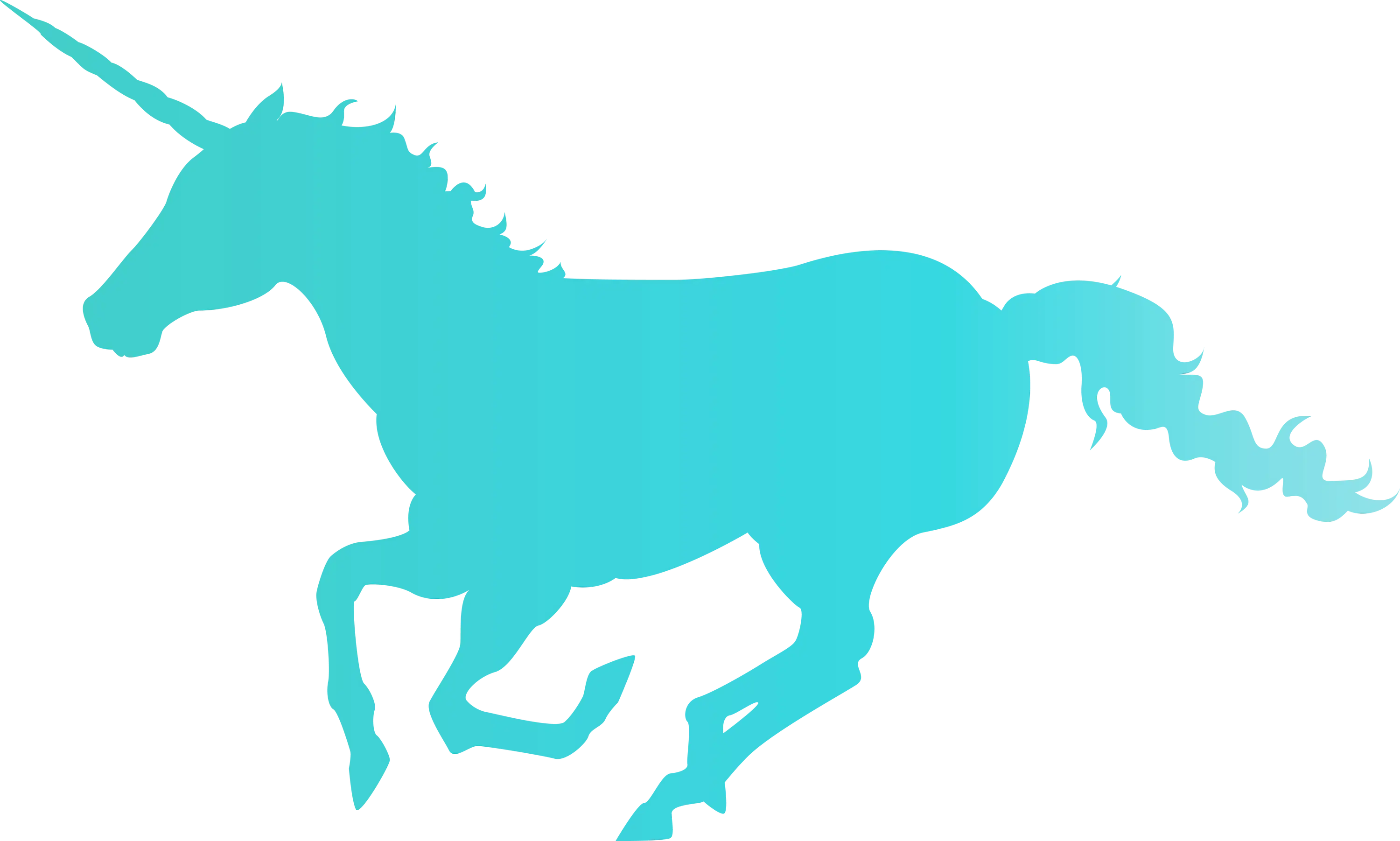 Blue Unicorn Silhouette in Magical Style