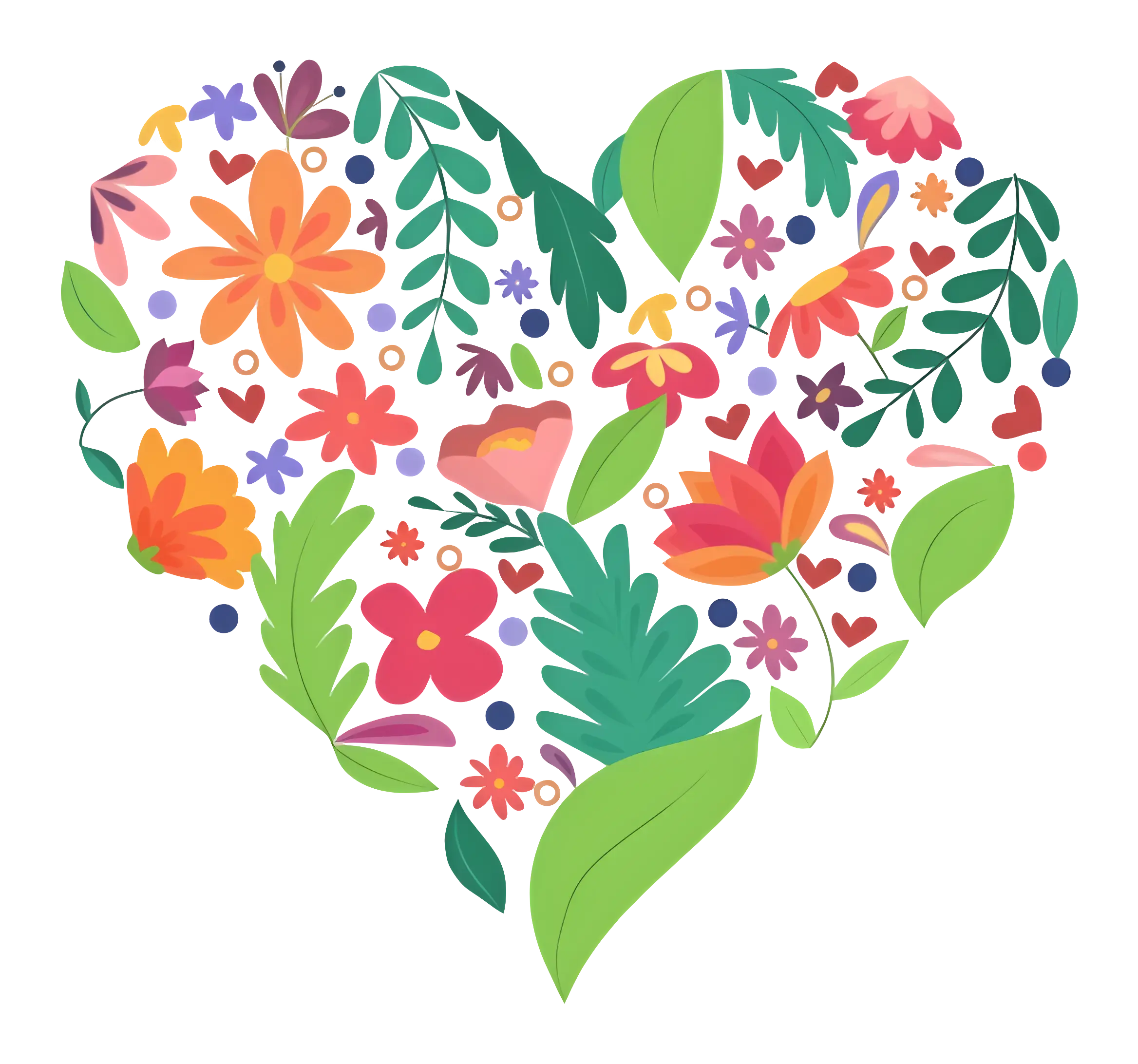 Floral Heart Design with Colorful Flowers