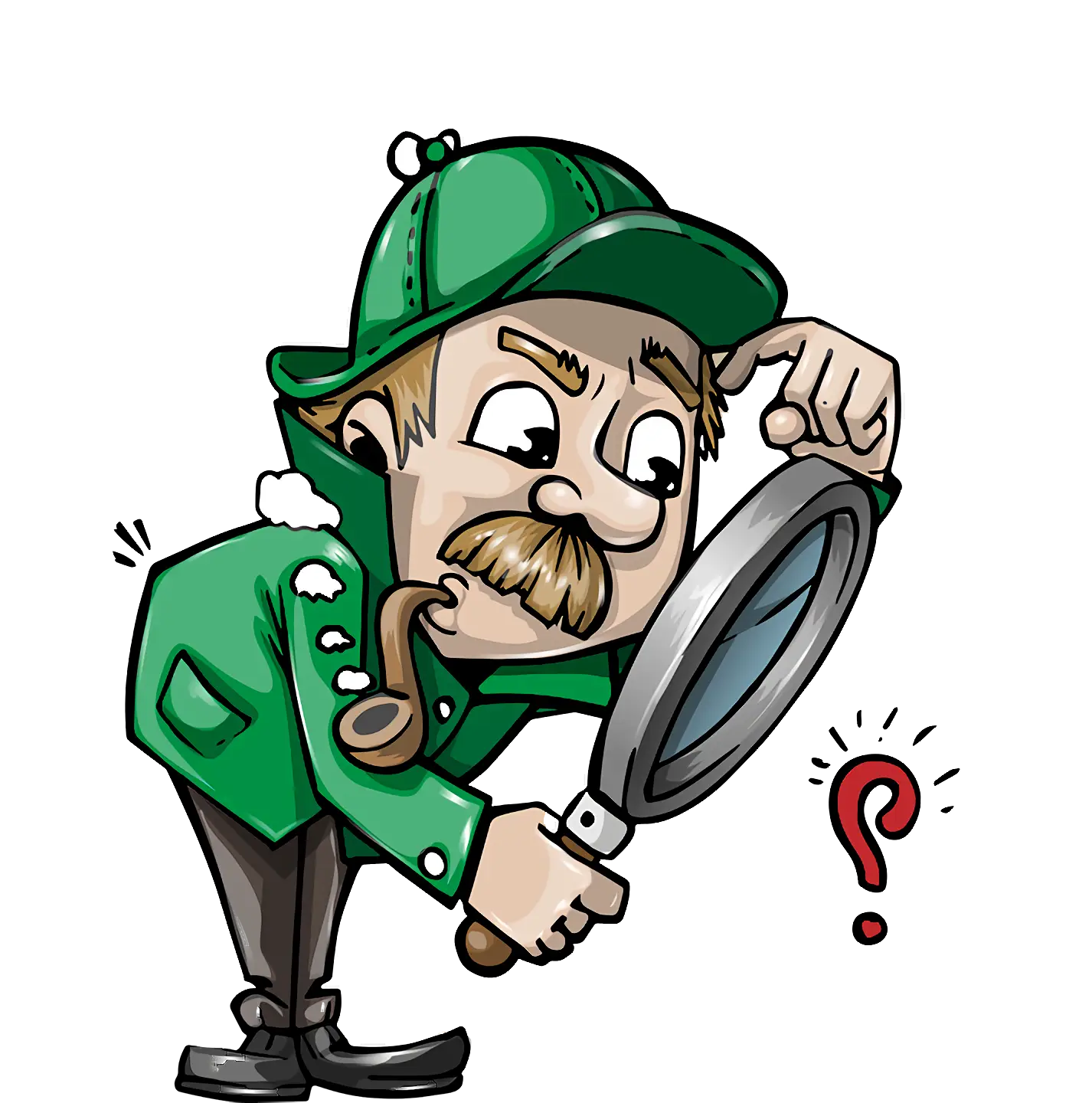 Cartoon Detective Using Magnifying Glass for Investigation
