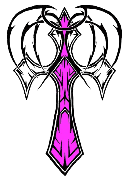 Tribal Axe Design with Pink Accents