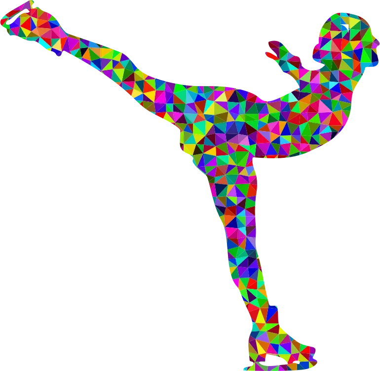 Colorful Figure Skater Silhouette