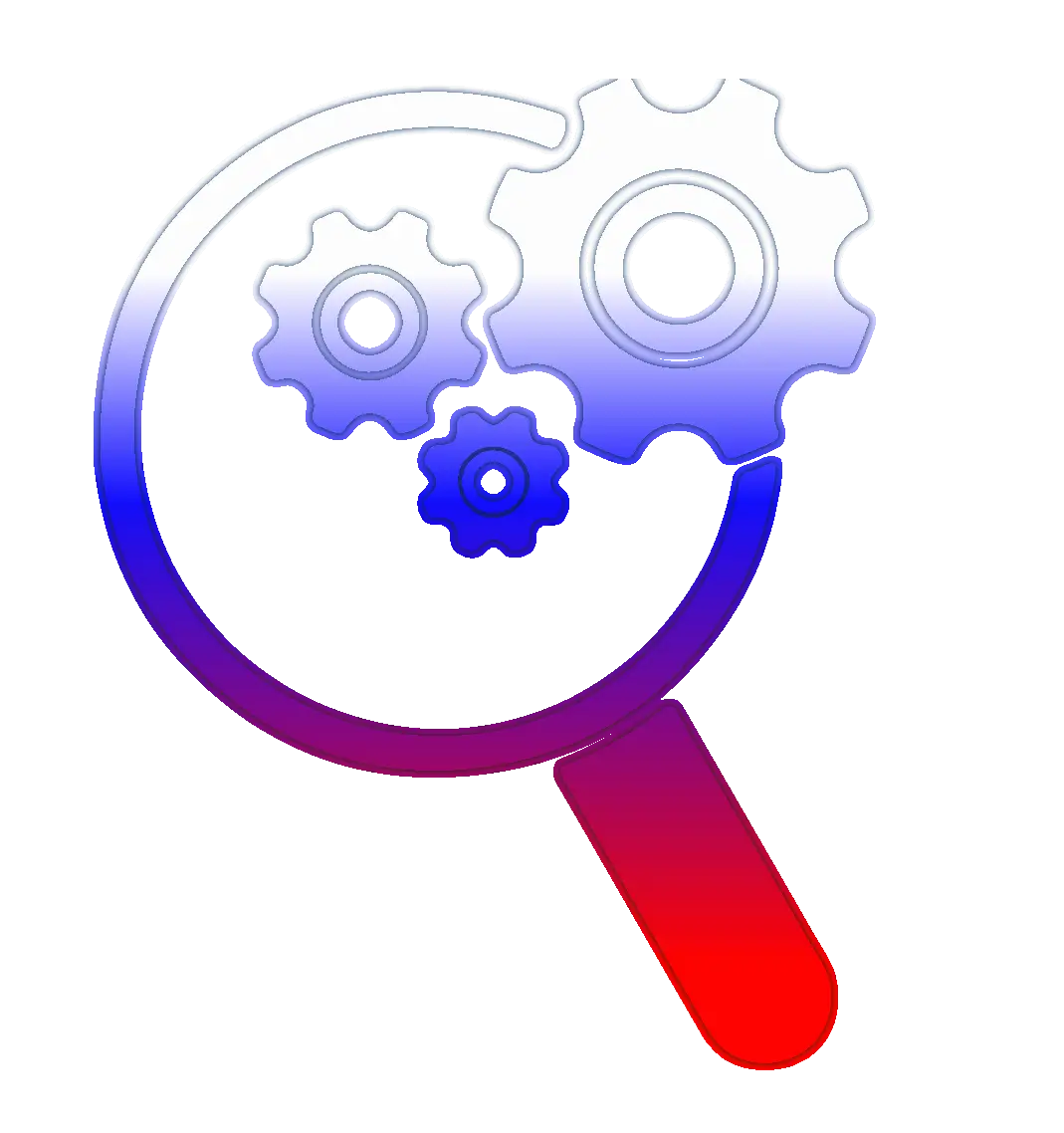 Magnifying Glass with Gears Illustration