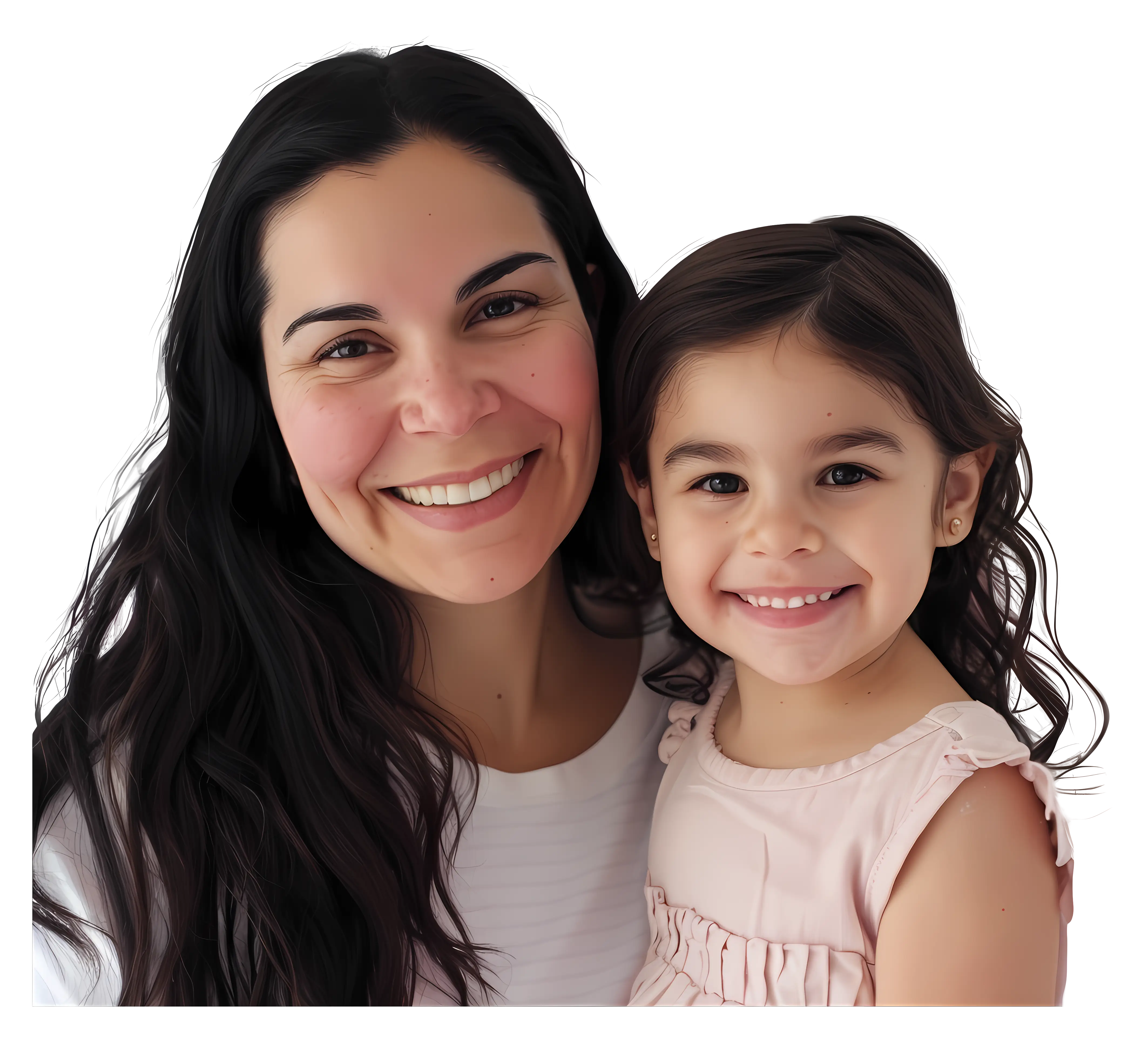 Smiling Mother and Daughter Portrait