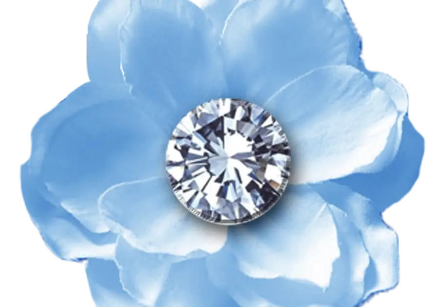 Blue Flower with Diamond Center