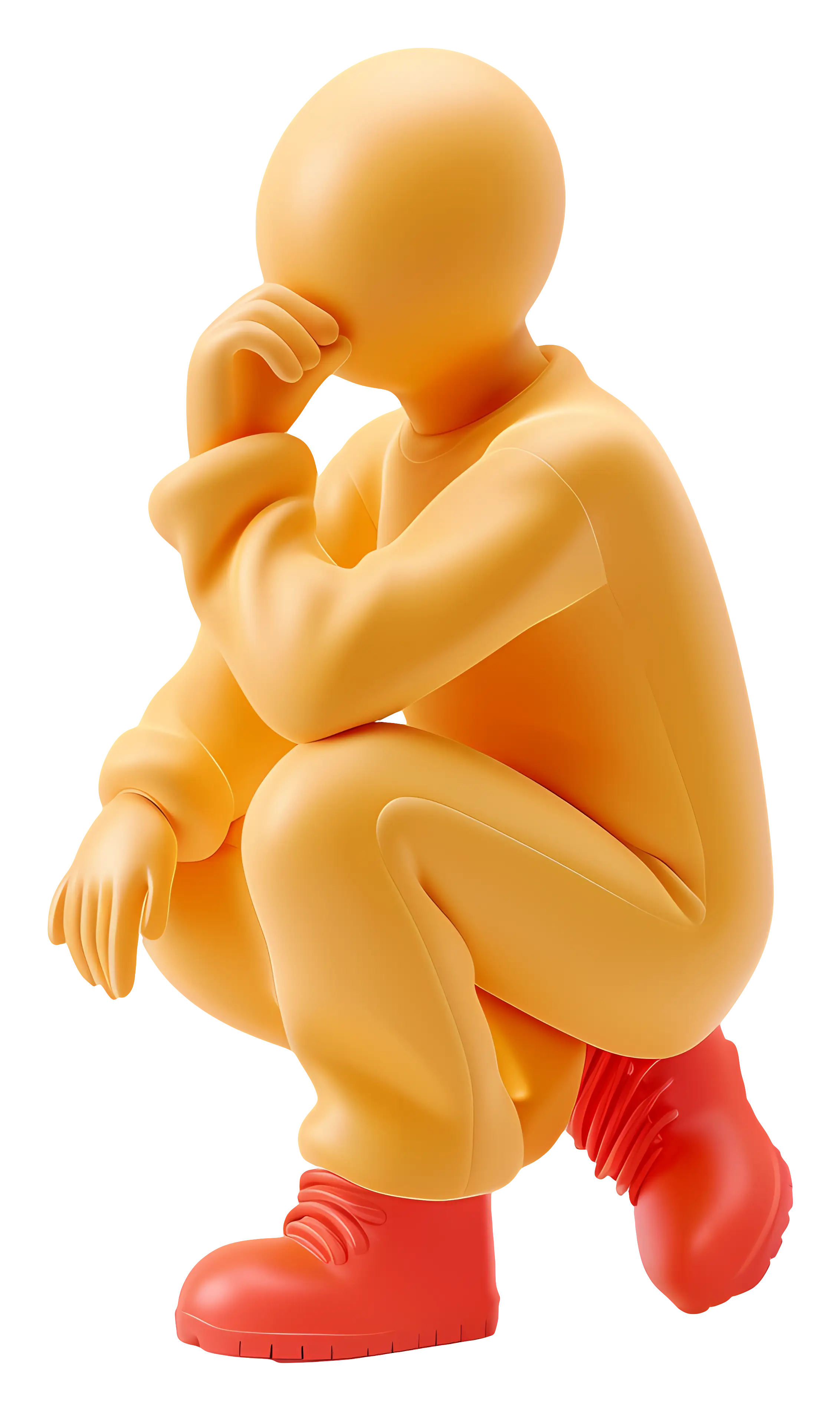 Thinking Figure in Red Shoes