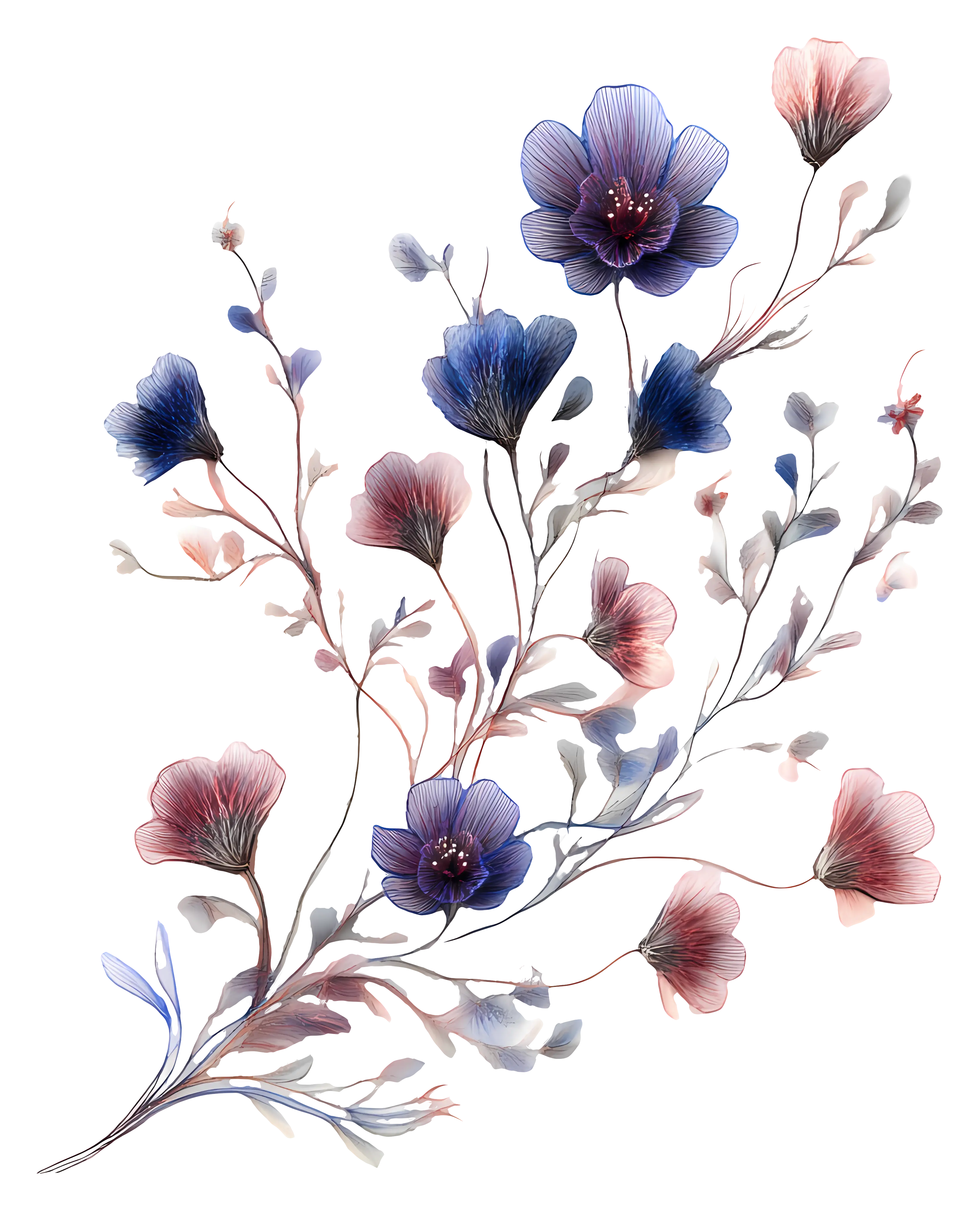 Watercolor Blue Flowers