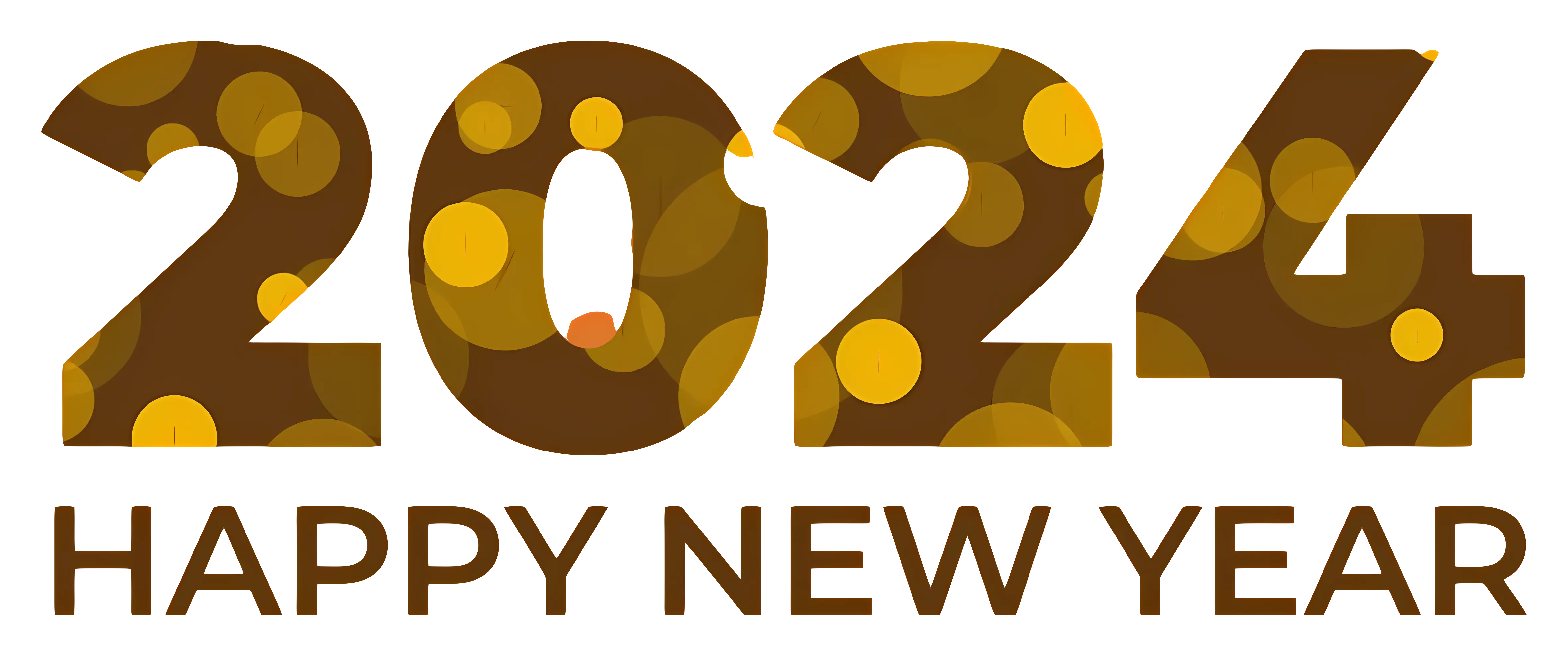 Golden 2024 Happy New Year Typography