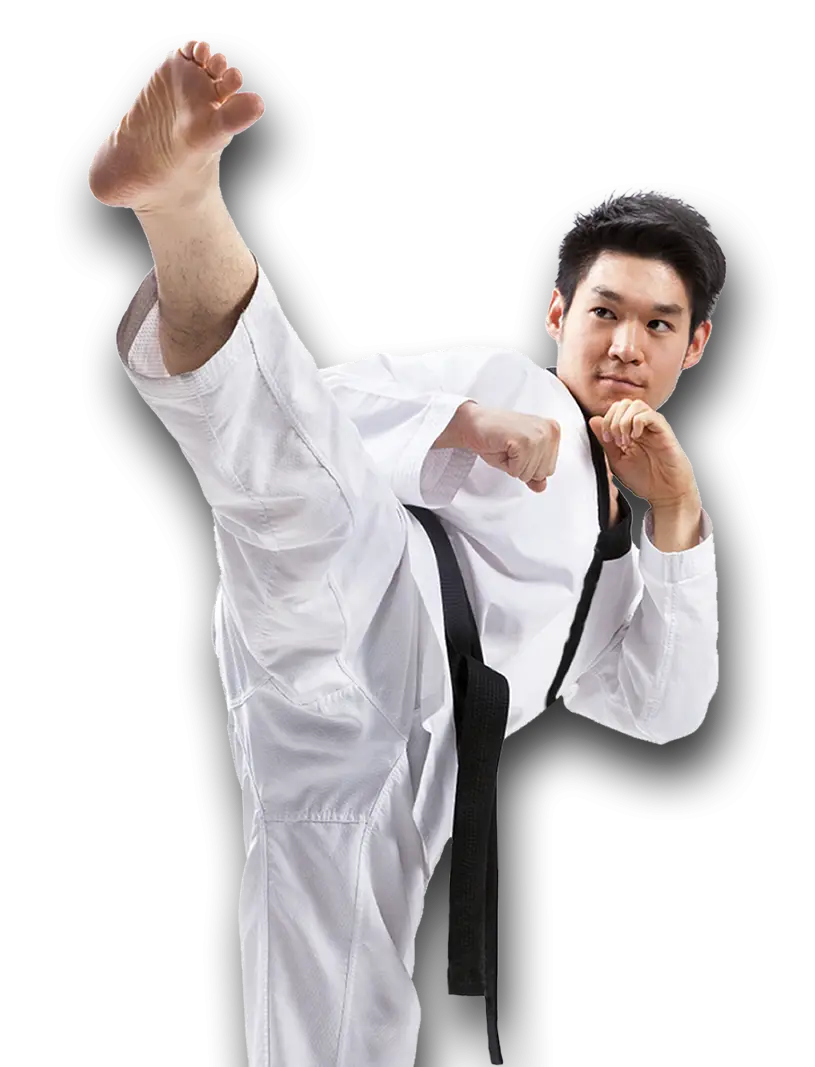 Karate Practitioner Performing a High Kick