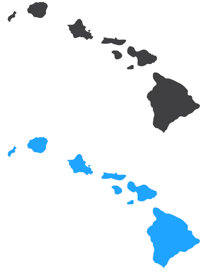Hawaii Islands Map in Black and Blue