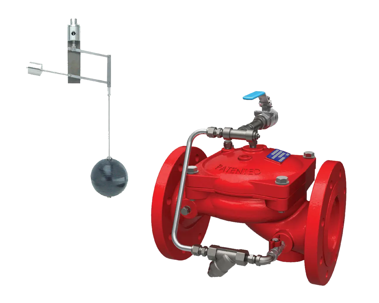 Red Industrial Control Valve
