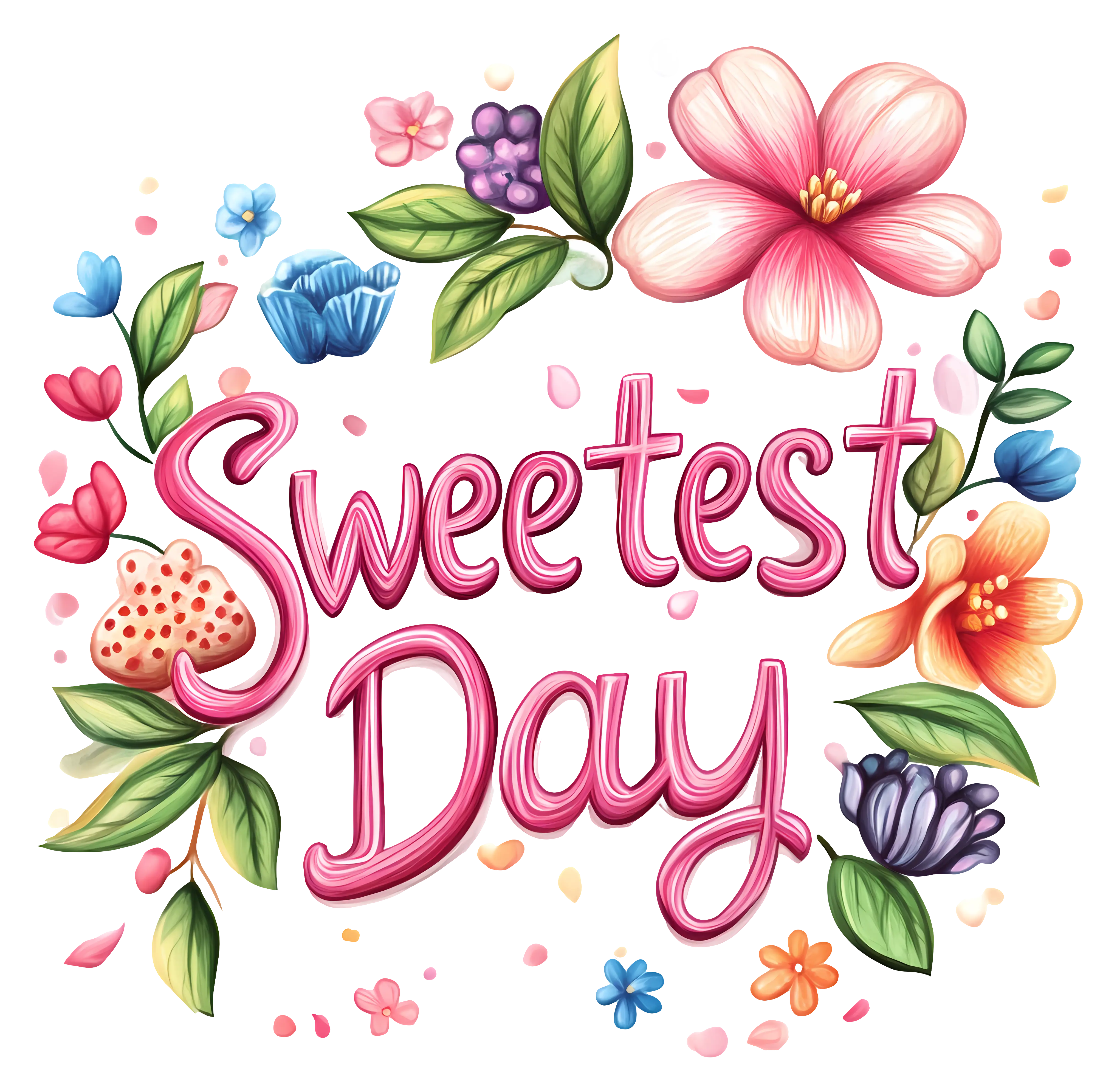 Sweetest Day Floral Typography Design