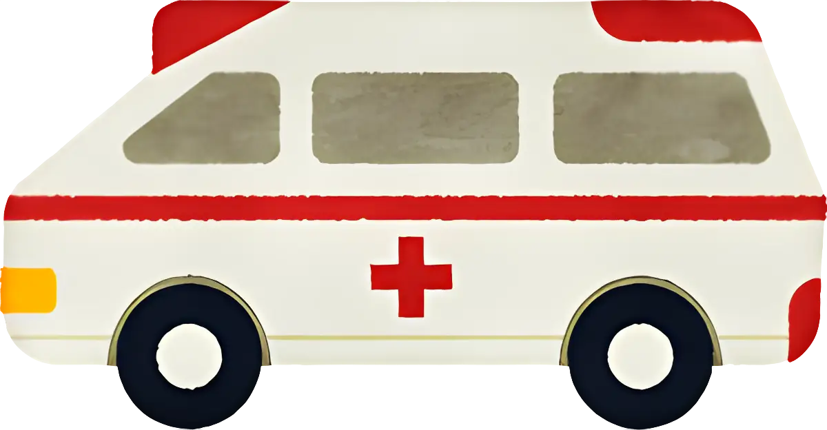Cartoon Style Ambulance with Red Cross Design