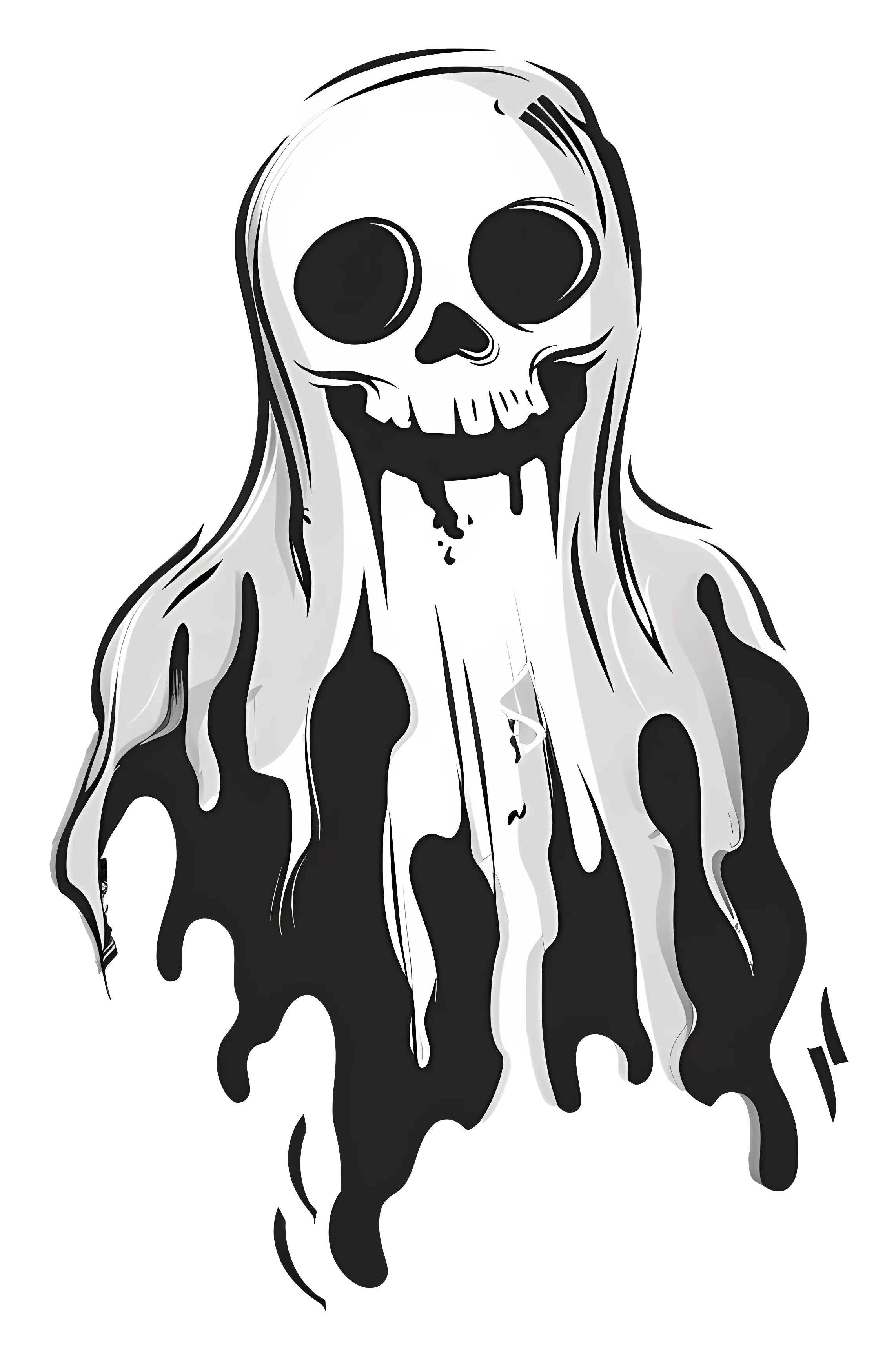 Spooky Ghost with Skull Face