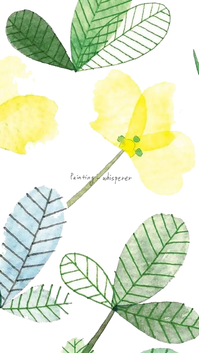 Watercolor Flowers and Leaves