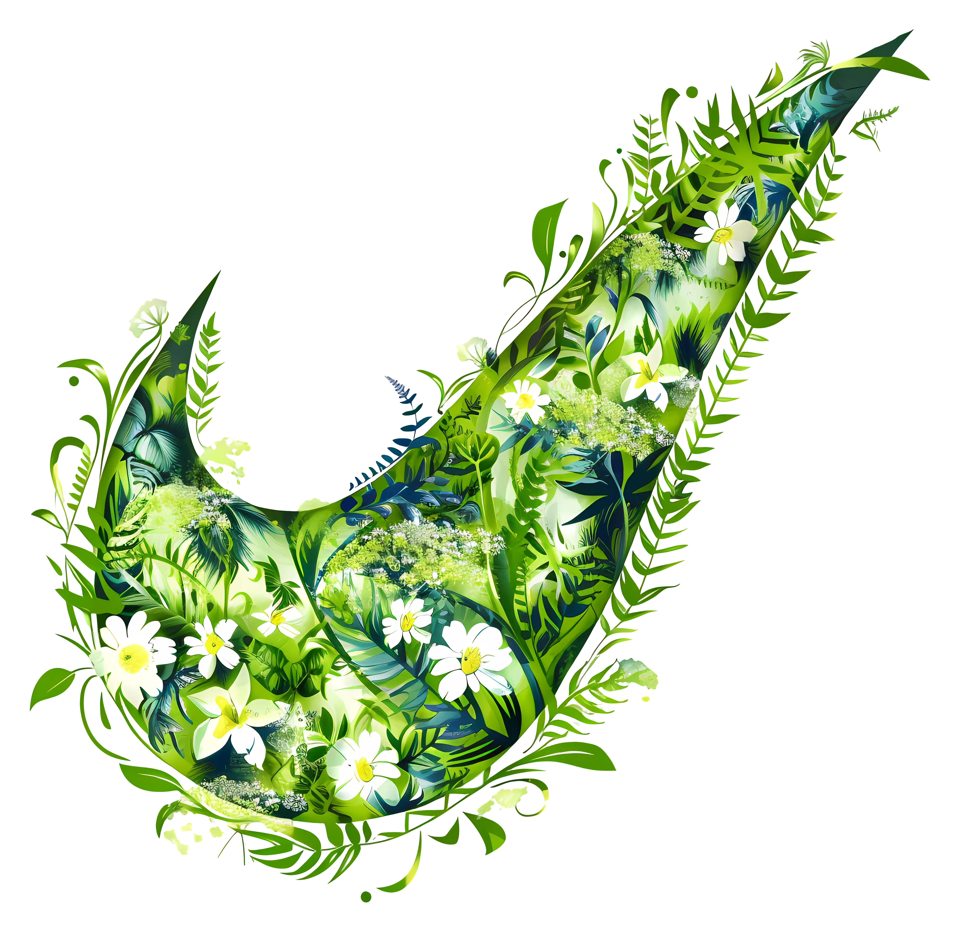 Green Checkmark with Floral Design