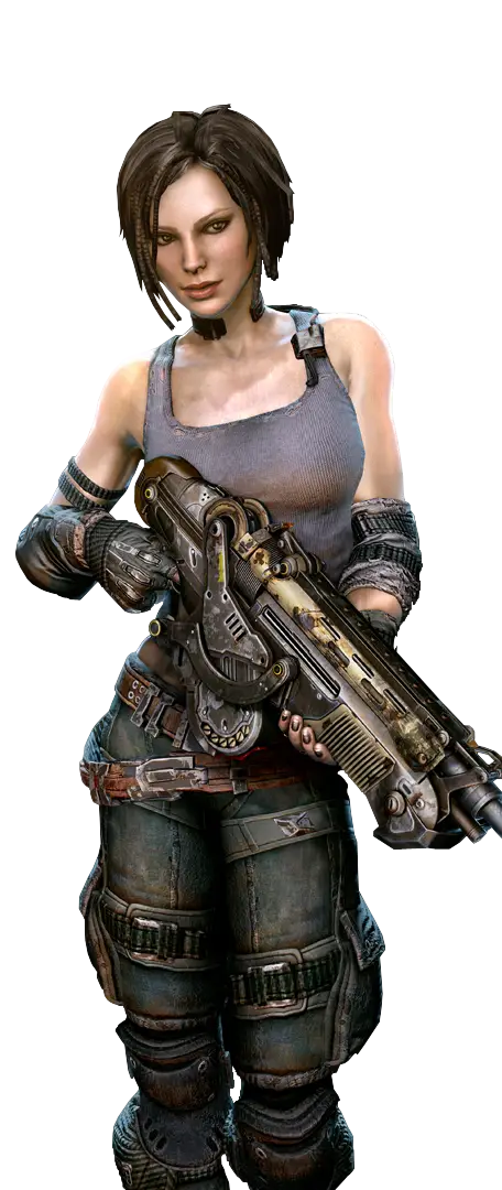 Female Game Character with Weapon