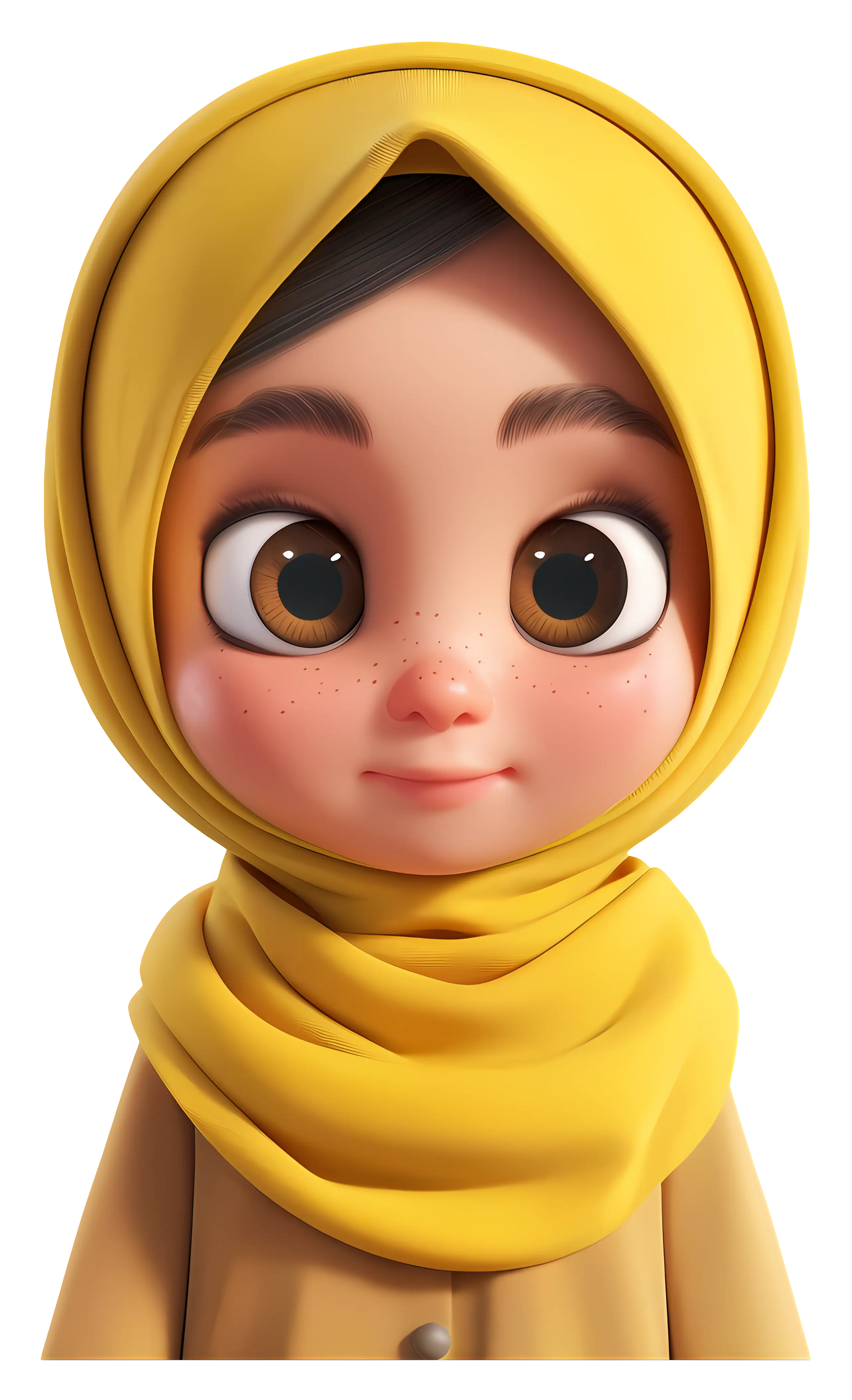 Cute Animated Girl in Yellow Hijab