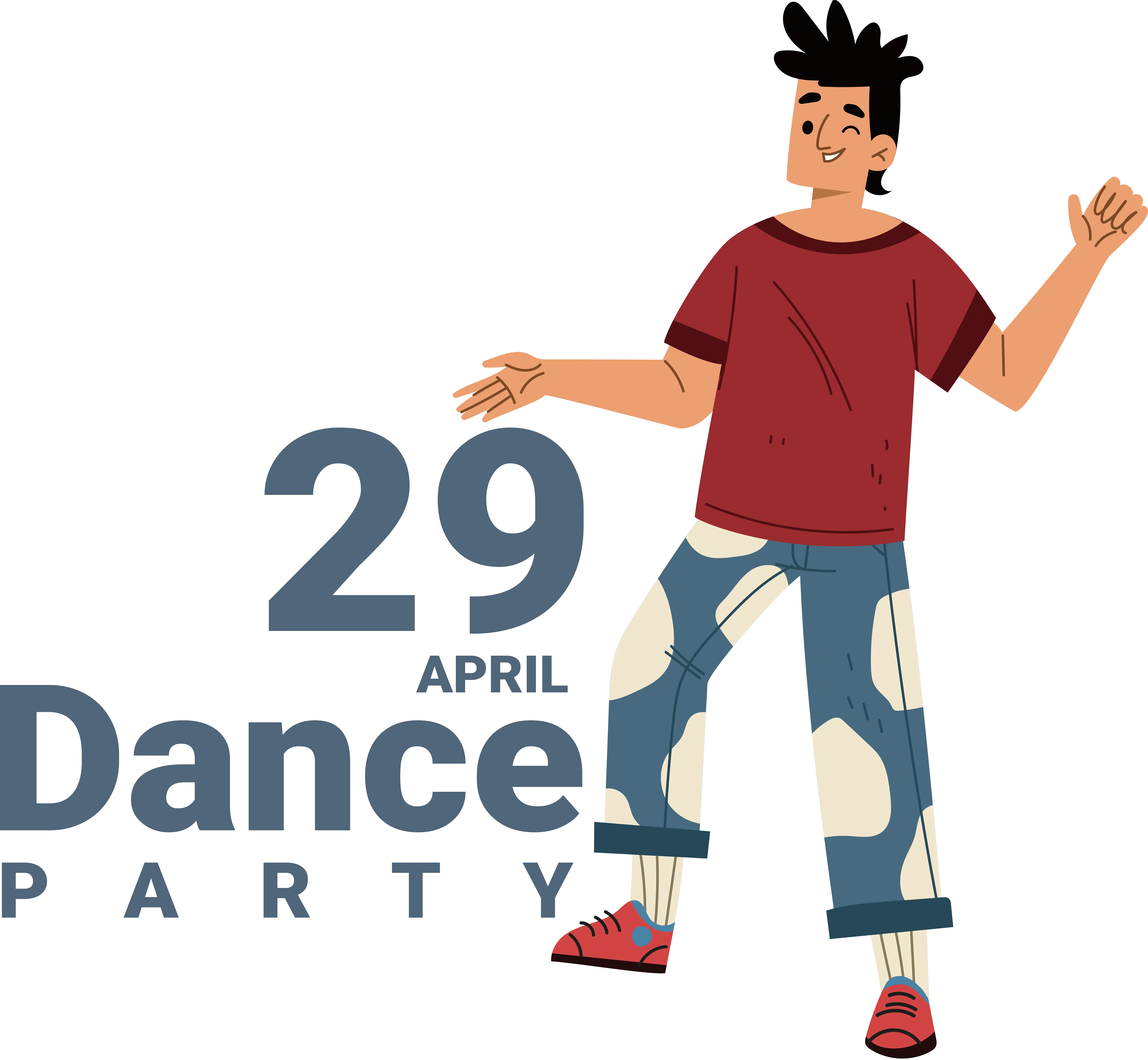 April 29th Dance Party Celebration Illustration