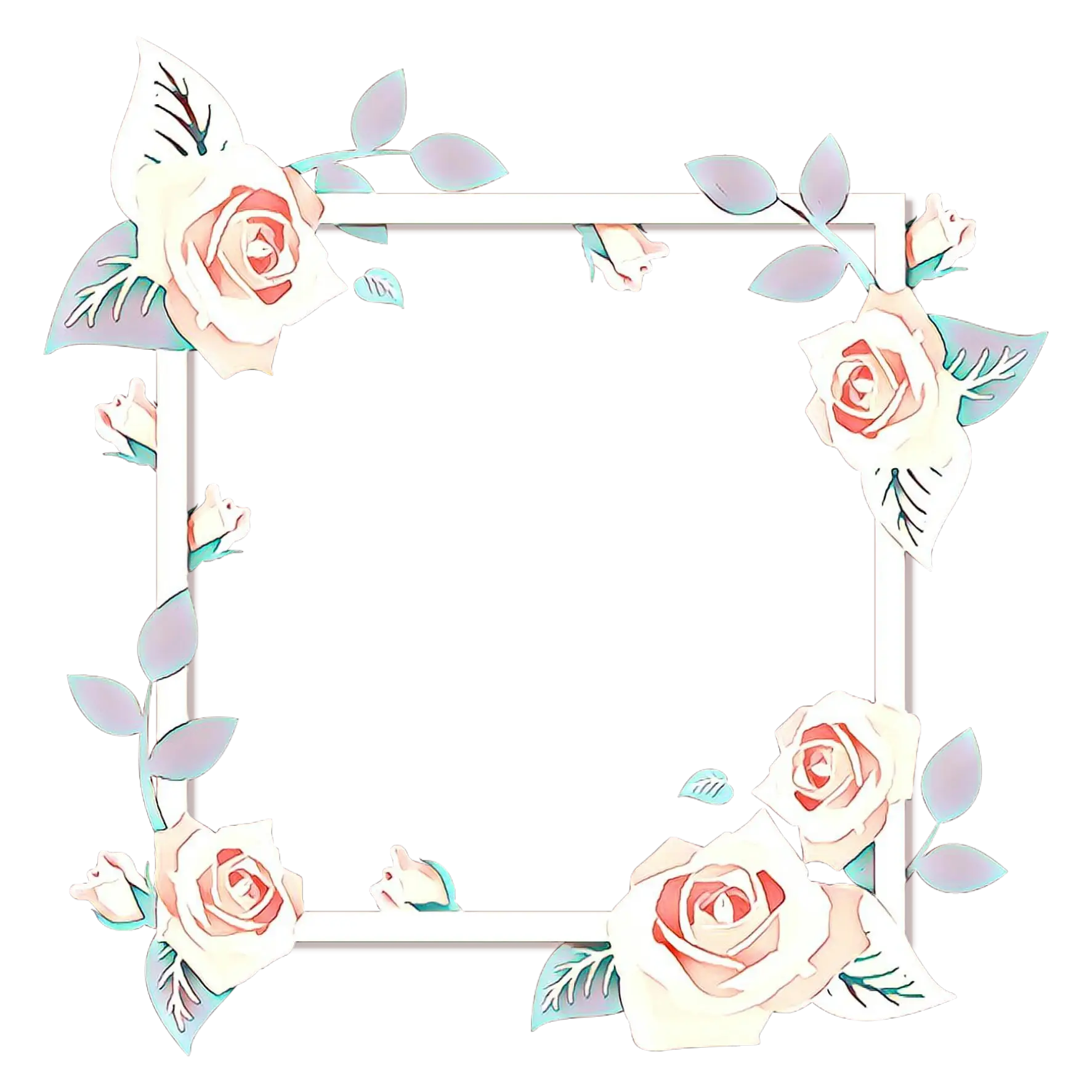 Floral Frame with Roses Design