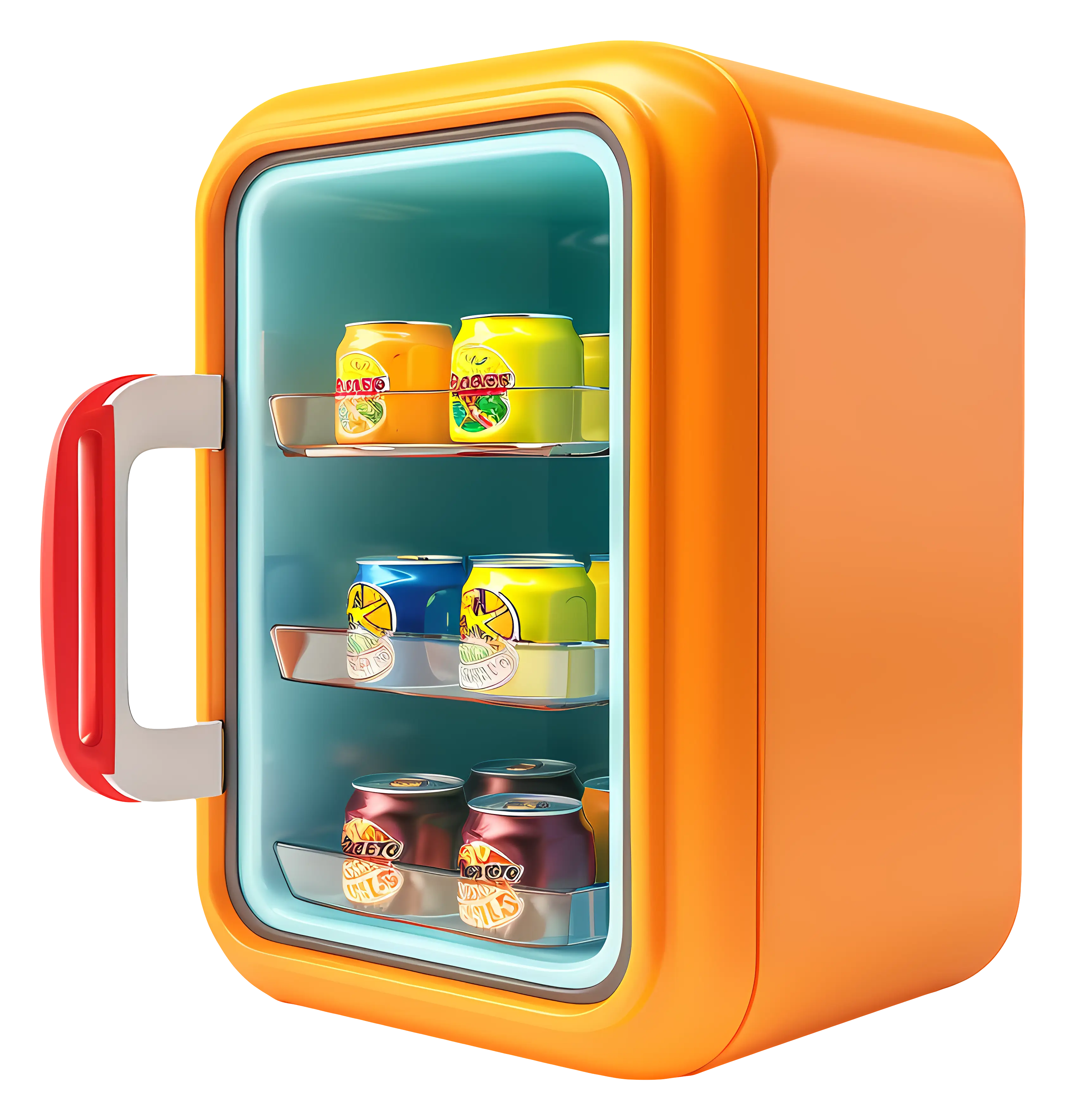 Colorful Mini Fridge with Drinks