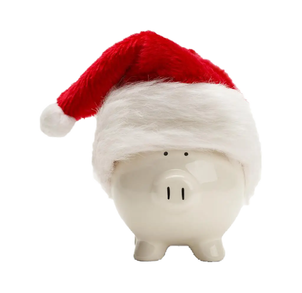 Christmas Piggy Bank with Santa Hat