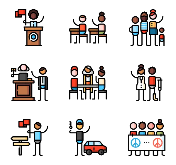 Colorful Stick Figures in Various Activities