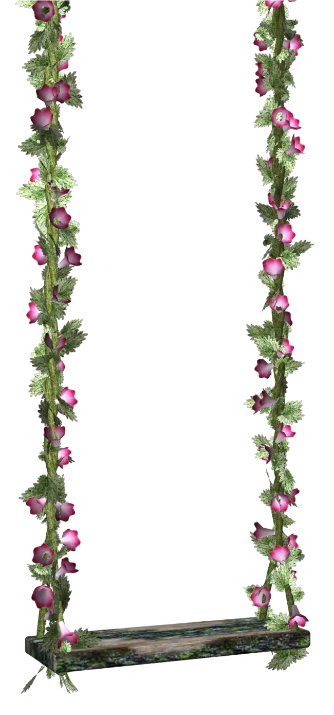 Swing Decorated with Flowers and Green Leaves